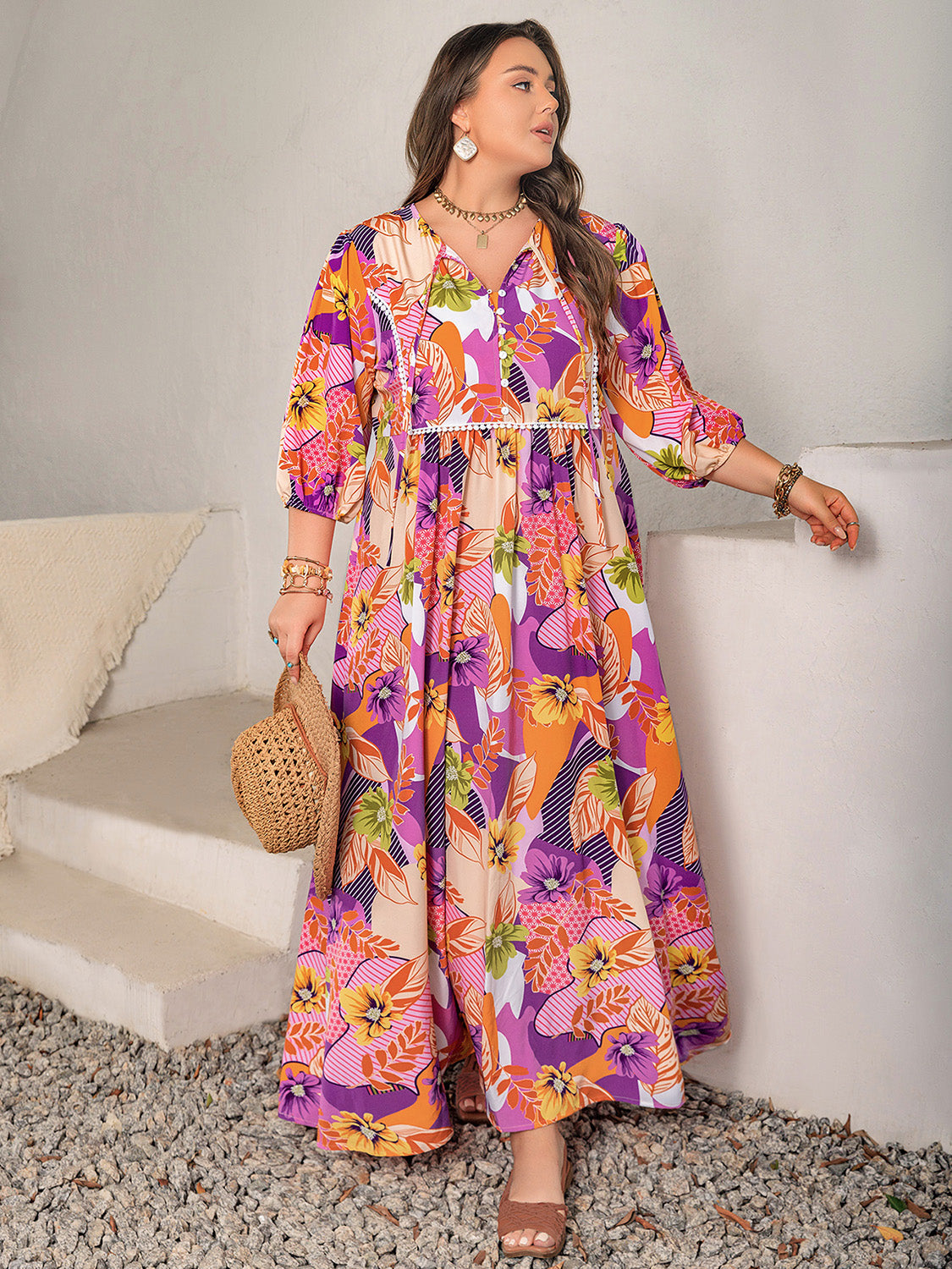 boutique maxi dresses plus size Fabulously Dressed Boutique Skater Maxi Long Sleeve Dress, Women's Plus