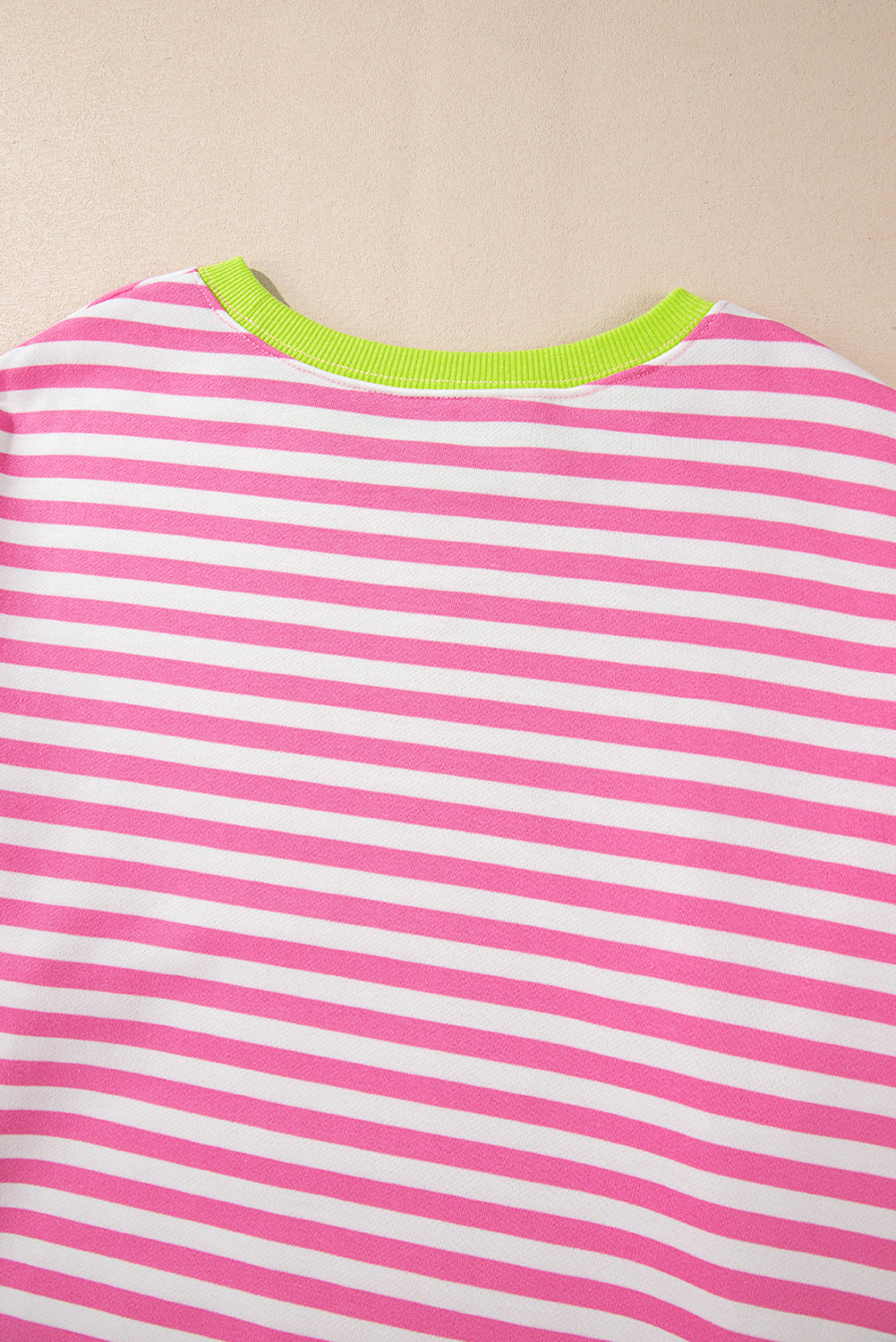 Blue Striped Contrast Trim Drop Shoulder Sweatshirt