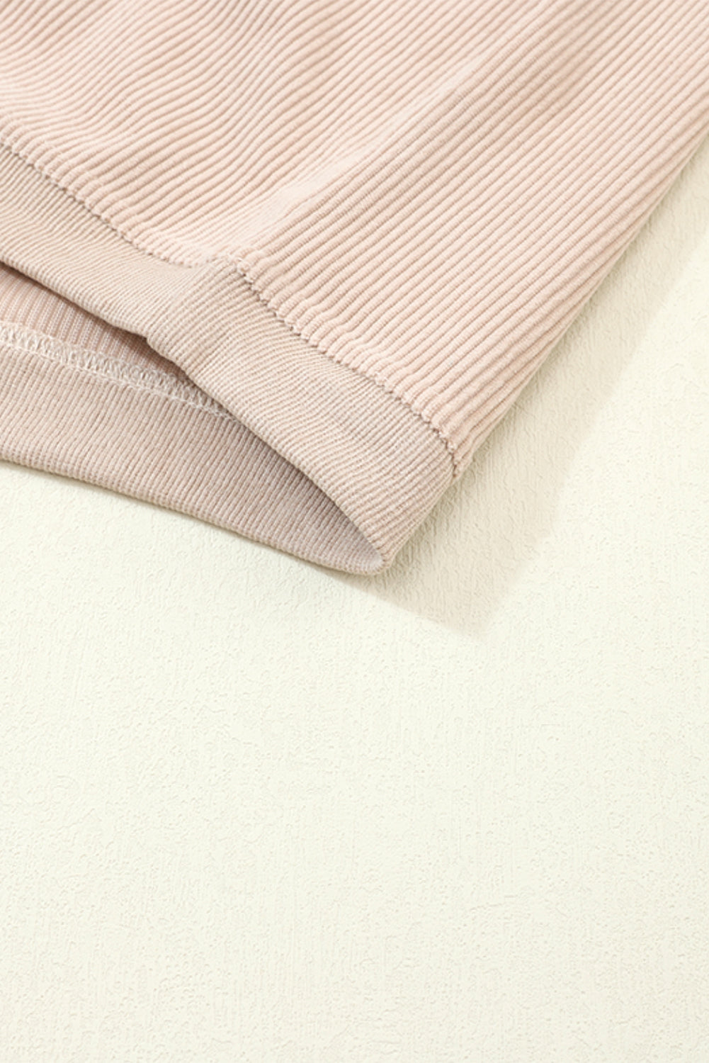 Light Pink Plain Drop Sleeve Crinkle Rib Oversized Sweatshirt