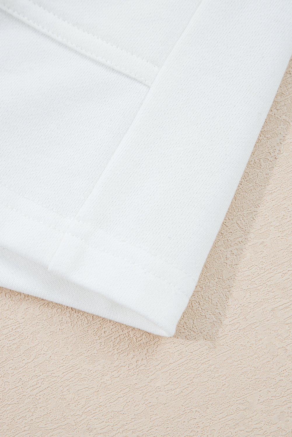 White Ribbed Collar Drop Shoulder Sweatshirt and Shorts Set