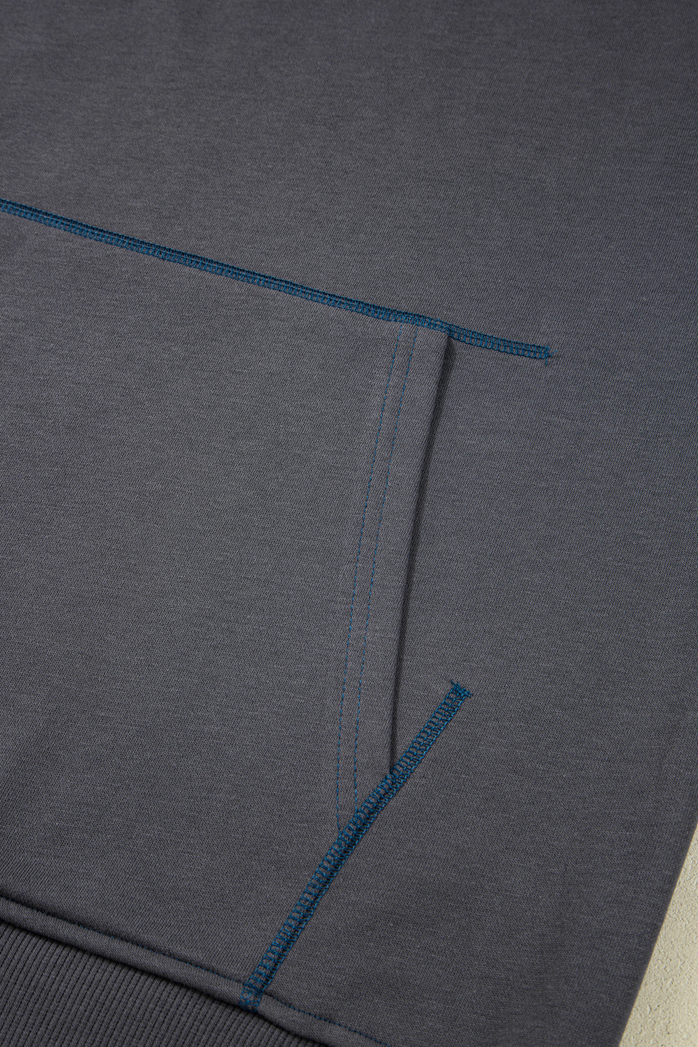 Carbon Grey Star Patched Kangaroo Pocket Vintage Hoodie