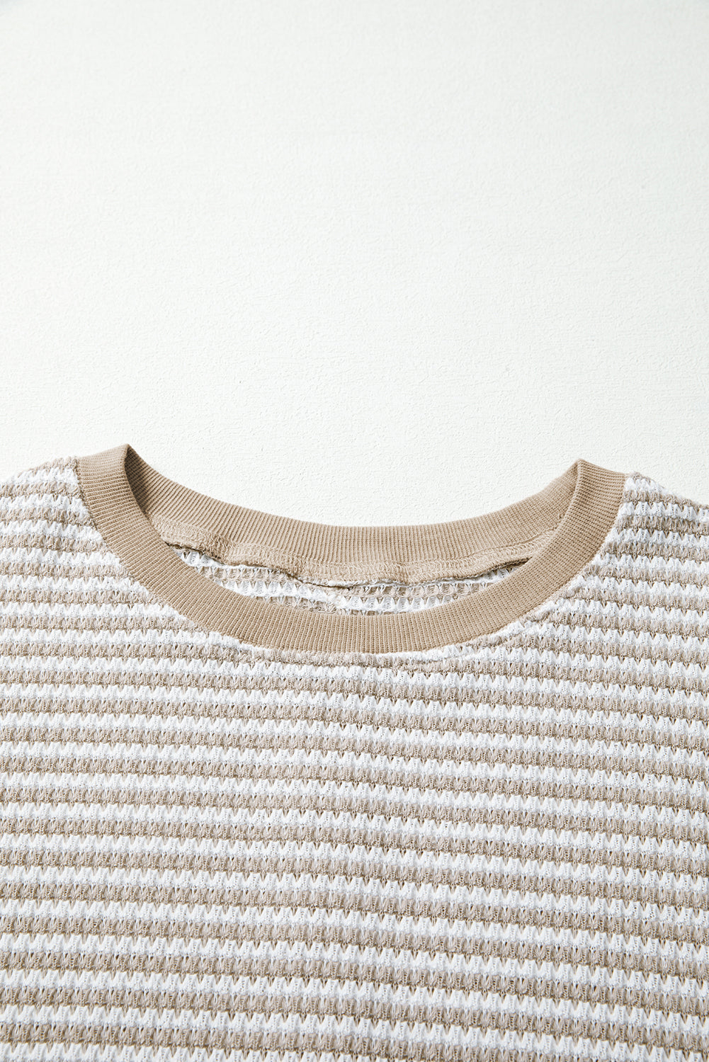 Black Stripe Ribbed Trim Drop Shoulder Long Sleeve Oversized Top