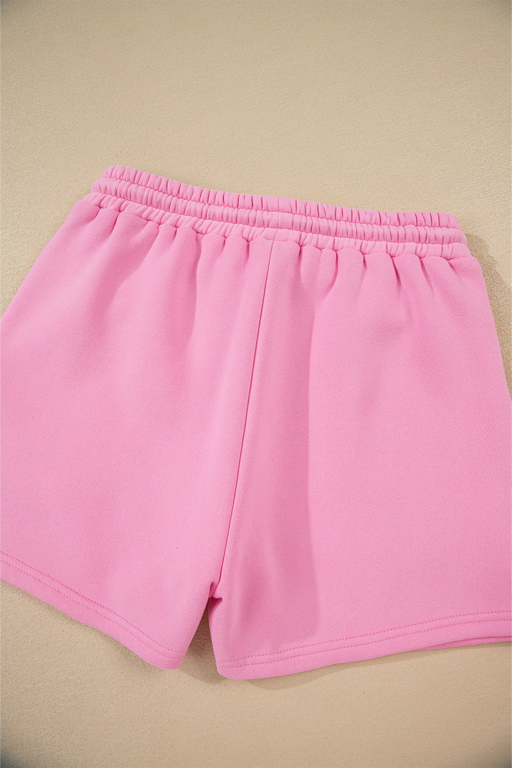 Strawberry Pink Colorblock Pullover and Drawstring Shorts Set