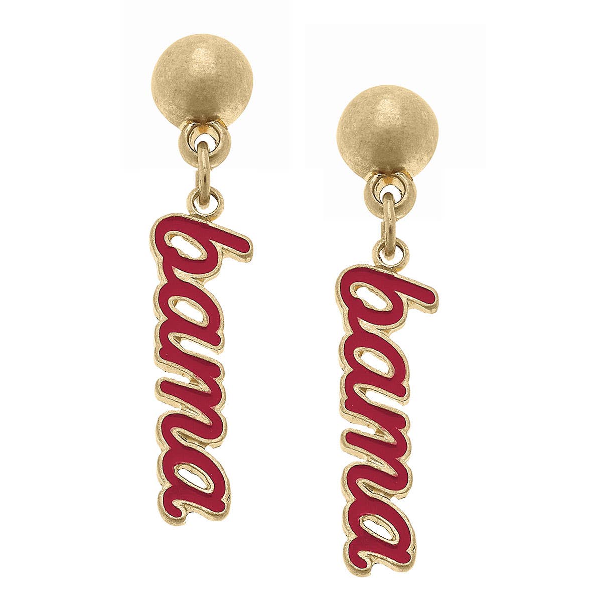 Alabama Crimson Tide Enamel Script Earrings in Crimson