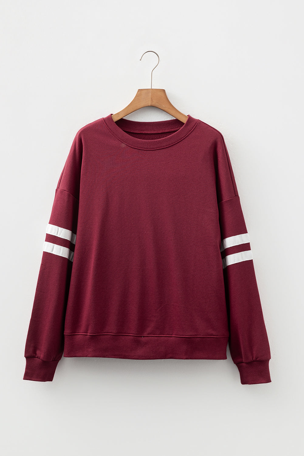 Light French Beige Preppy Striped Sleeve Loose Sweatshirt