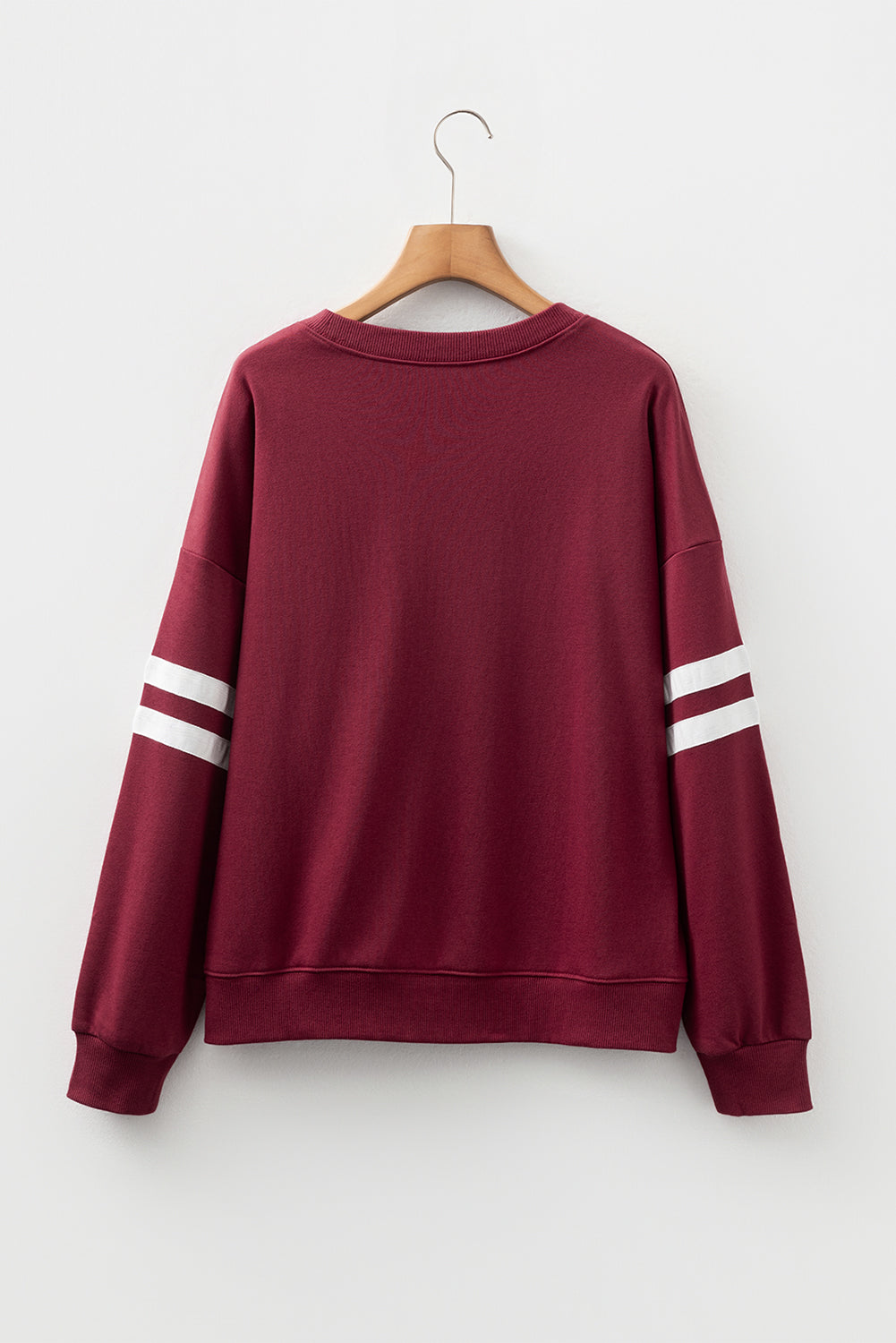 Light French Beige Preppy Striped Sleeve Loose Sweatshirt
