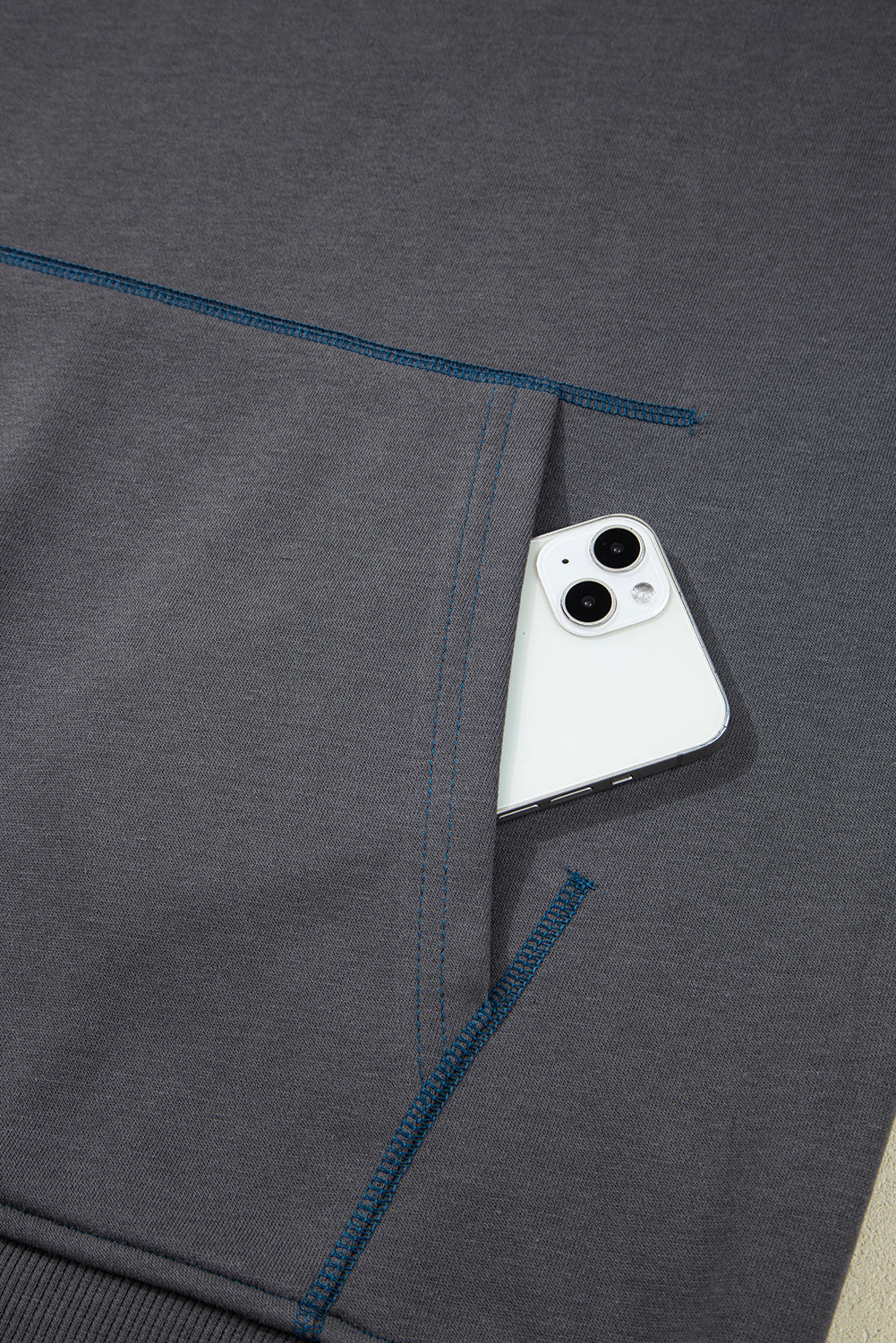 Carbon Grey Star Patched Kangaroo Pocket Vintage Hoodie