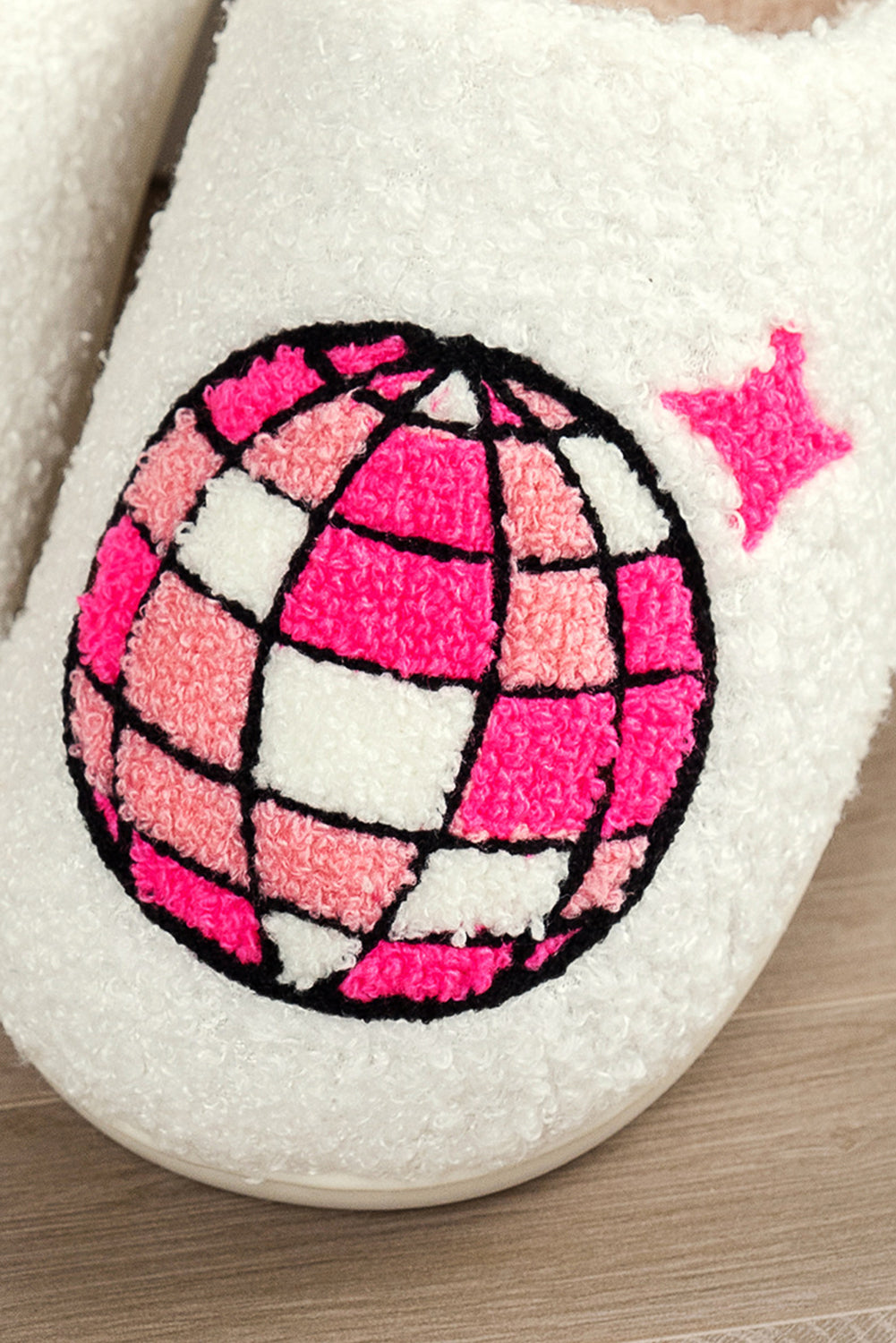 White Disco Ball Home Plush Slippers