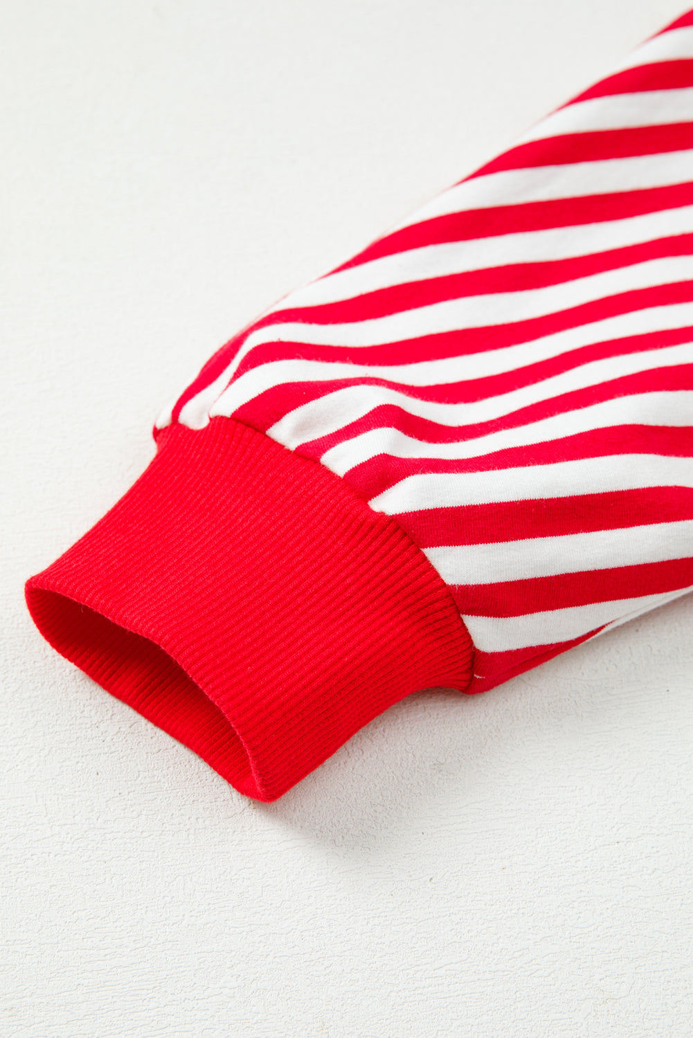 Red Striped Exposed Seam Drop Shoulder Long Sleeve Top