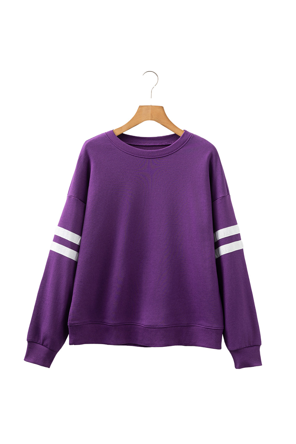 Light French Beige Preppy Striped Sleeve Loose Sweatshirt
