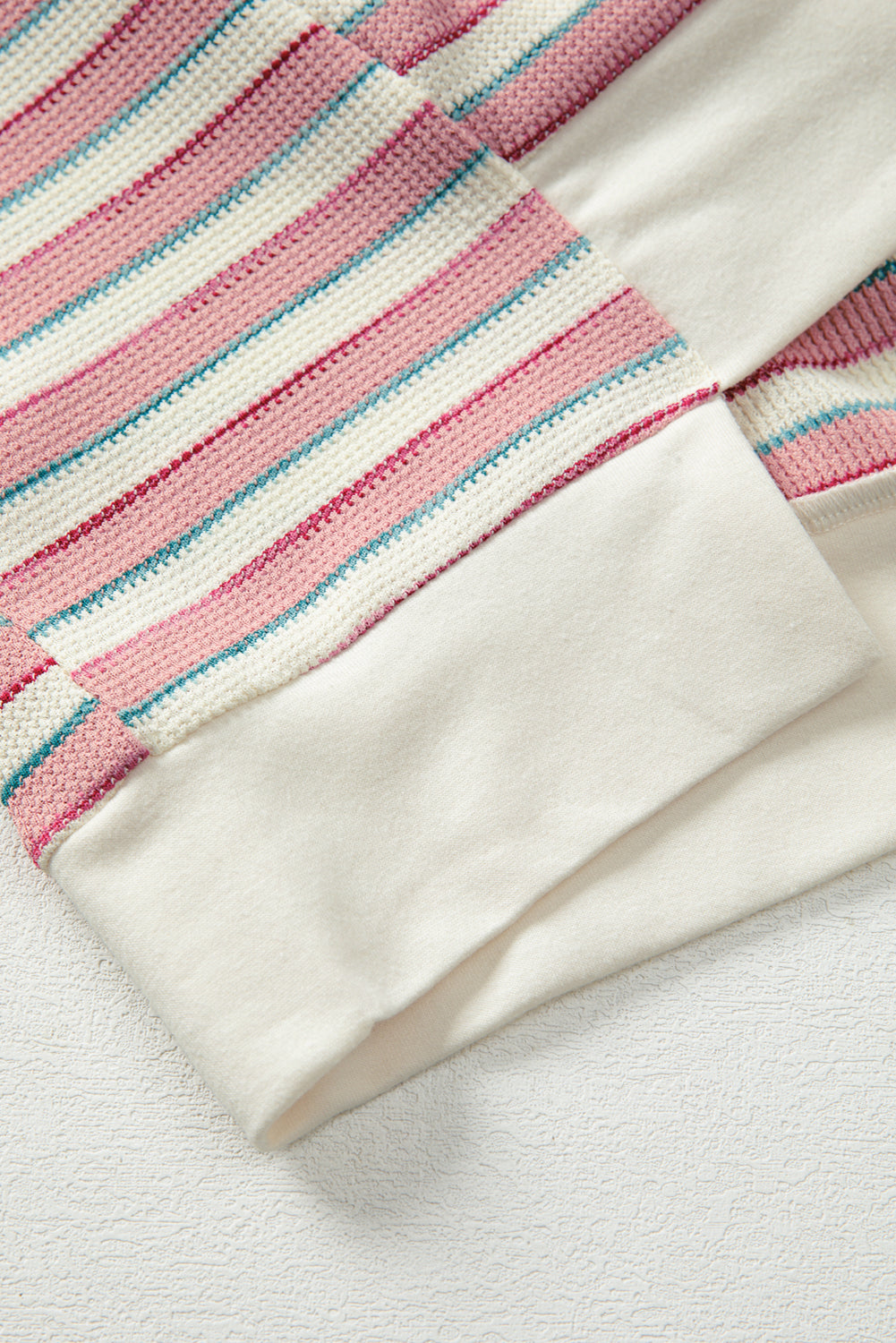 Khaki Striped Patchwork Oversized Pullover Top