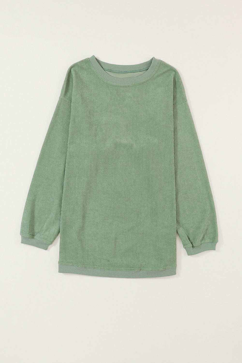 Light Pink Plain Drop Sleeve Crinkle Rib Oversized Sweatshirt