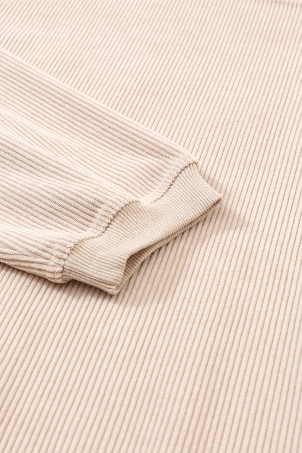 Light Pink Plain Drop Sleeve Crinkle Rib Oversized Sweatshirt