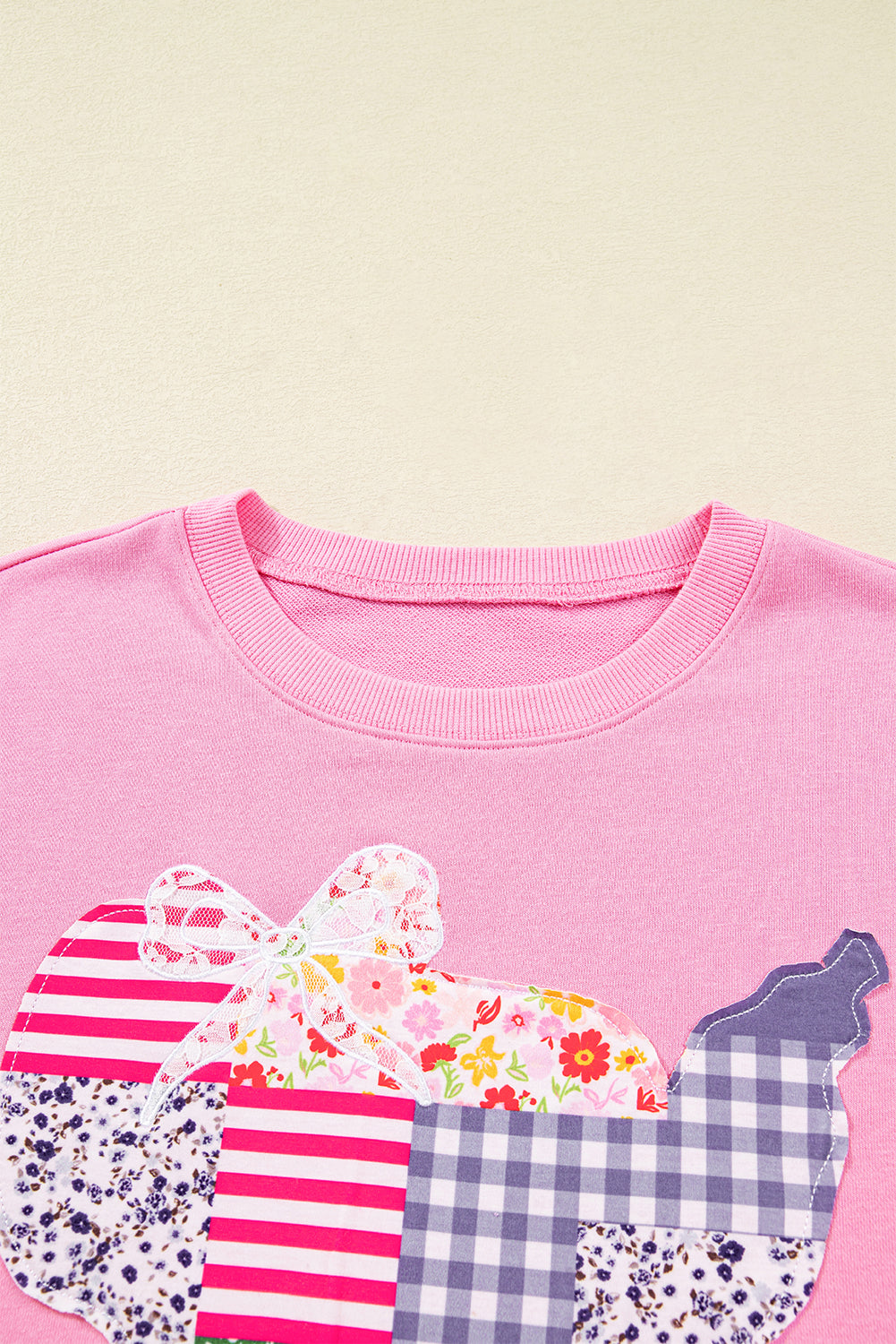Pink Floral USA Map Patched Graphic Patriotic Sweatshirt