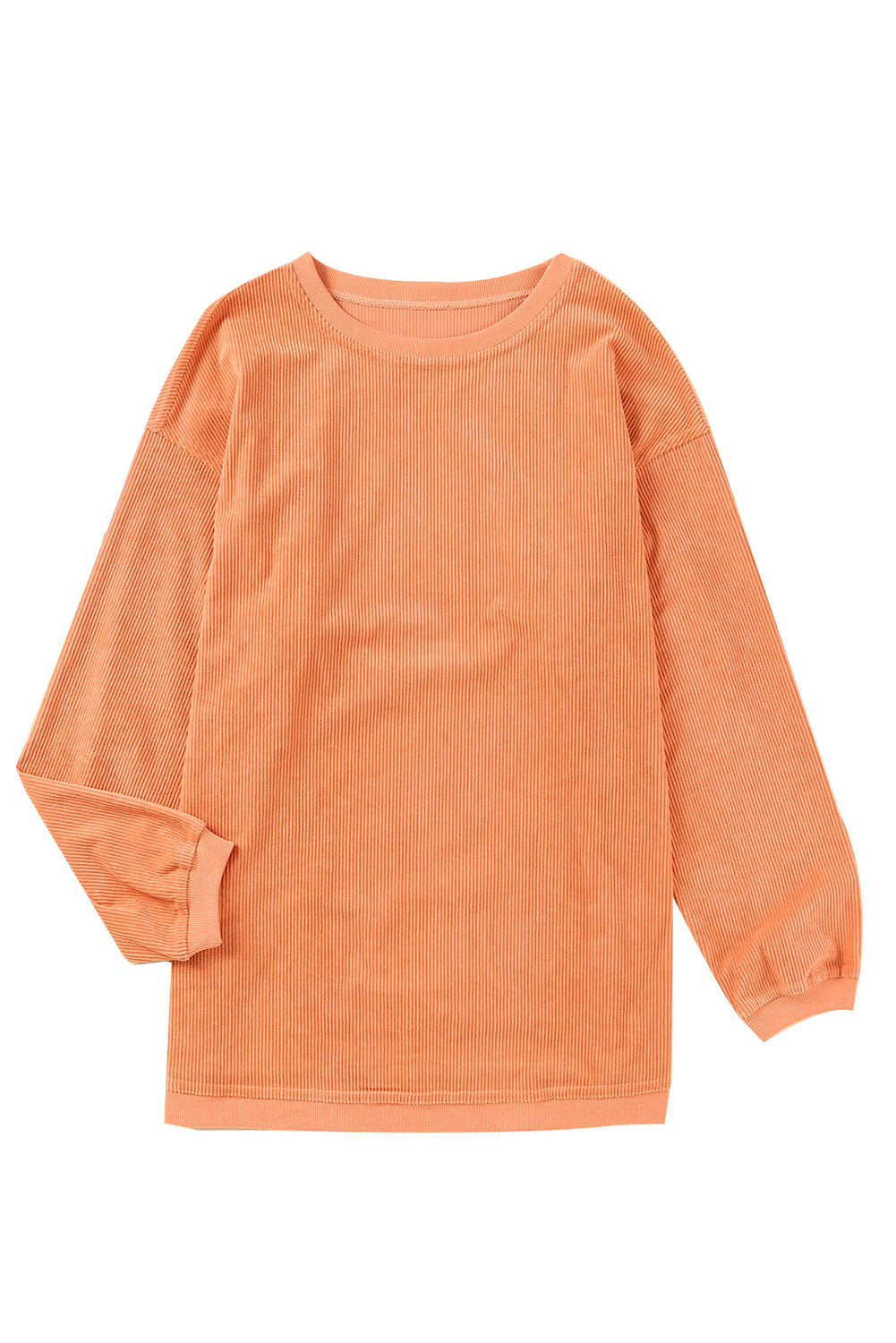Light Pink Plain Drop Sleeve Crinkle Rib Oversized Sweatshirt