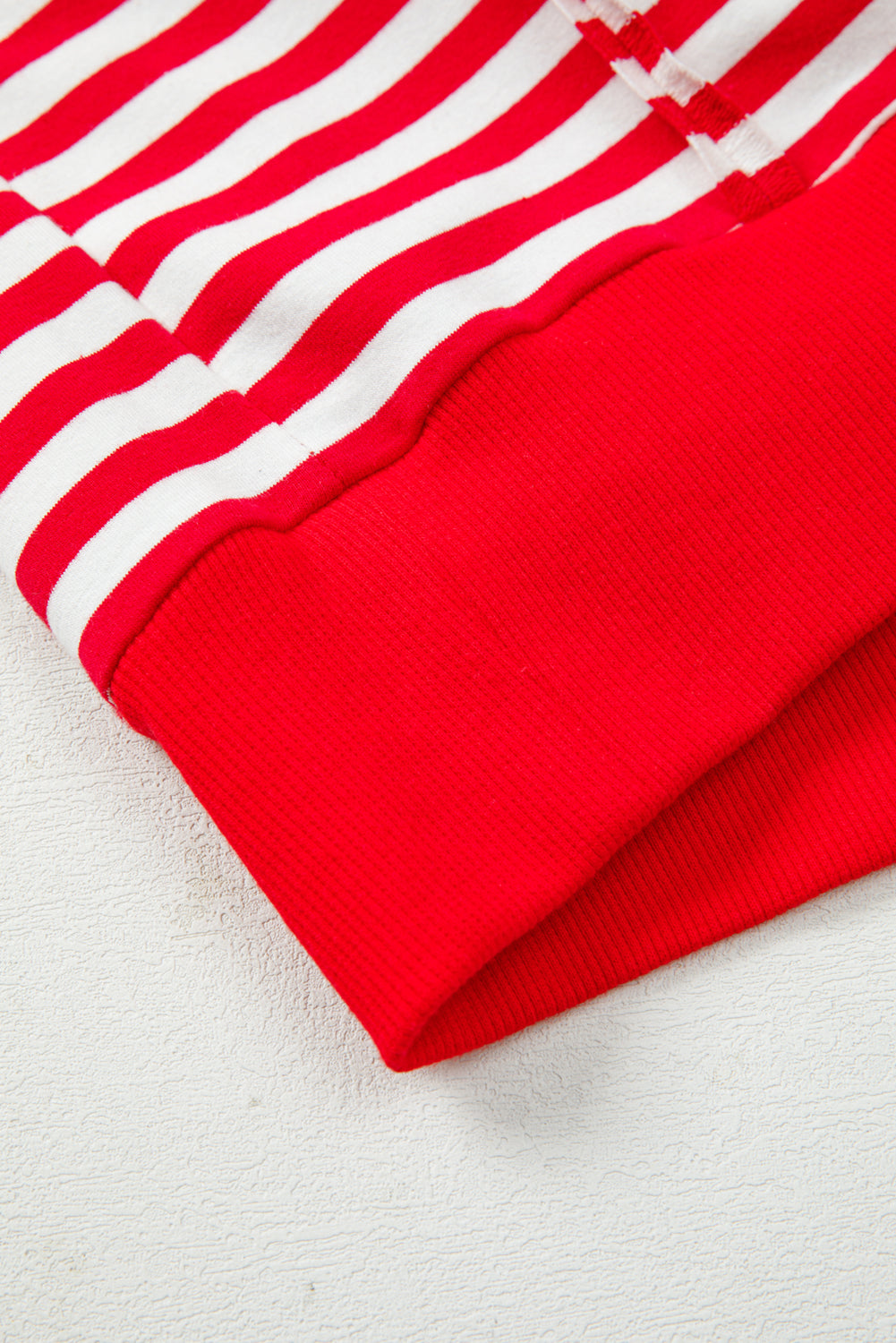 Red Striped Exposed Seam Drop Shoulder Long Sleeve Top
