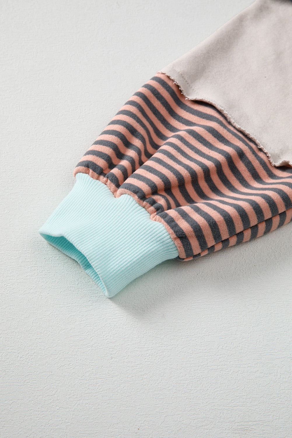 Parchment Colorblock Patchwork Striped Sleeve Sweatshirt