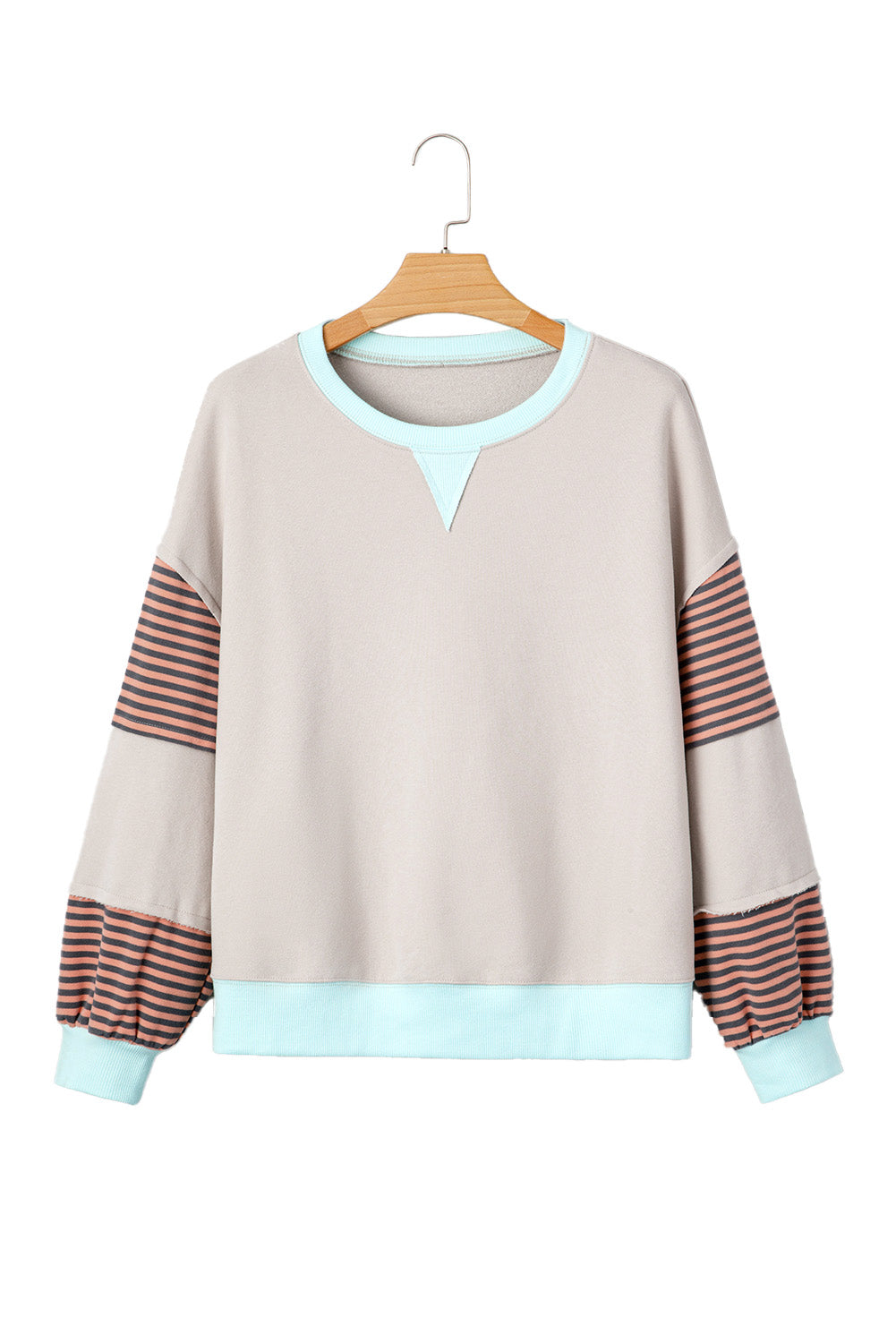 Parchment Colorblock Patchwork Striped Sleeve Sweatshirt