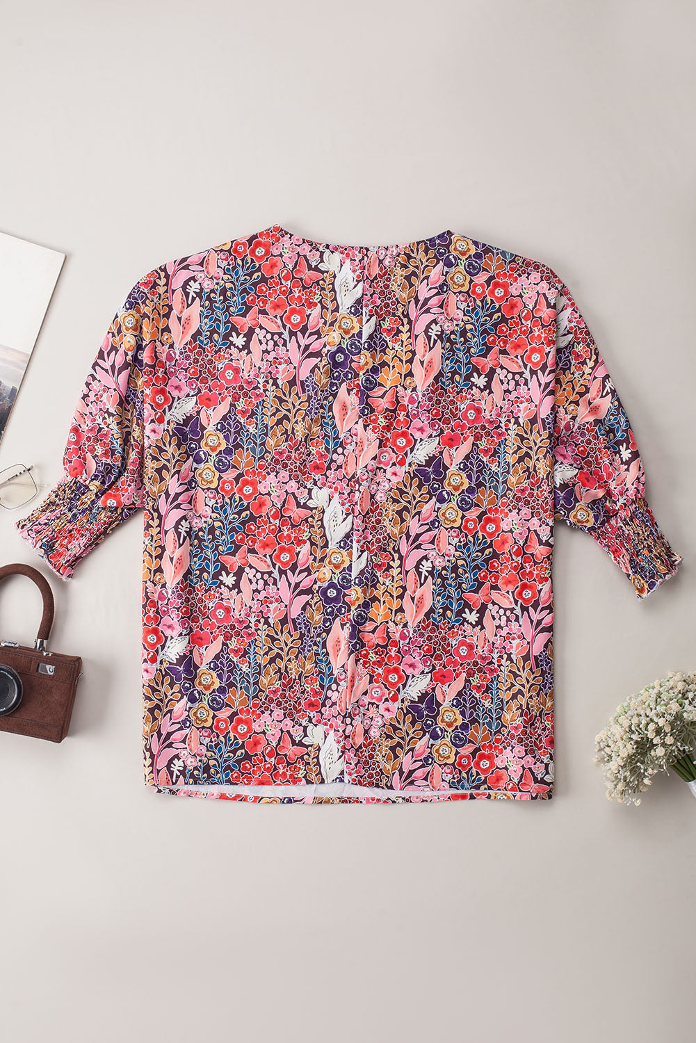 Apricot Smocked Wrist Shift Top
