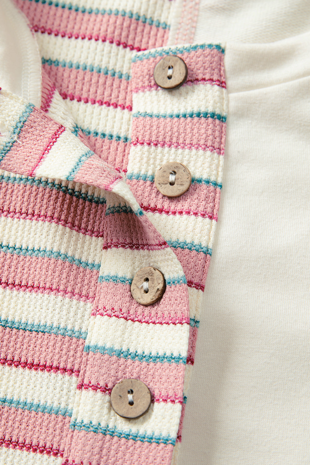 Khaki Striped Patchwork Oversized Pullover Top