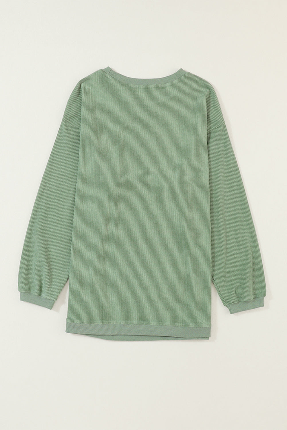 Light Pink Plain Drop Sleeve Crinkle Rib Oversized Sweatshirt