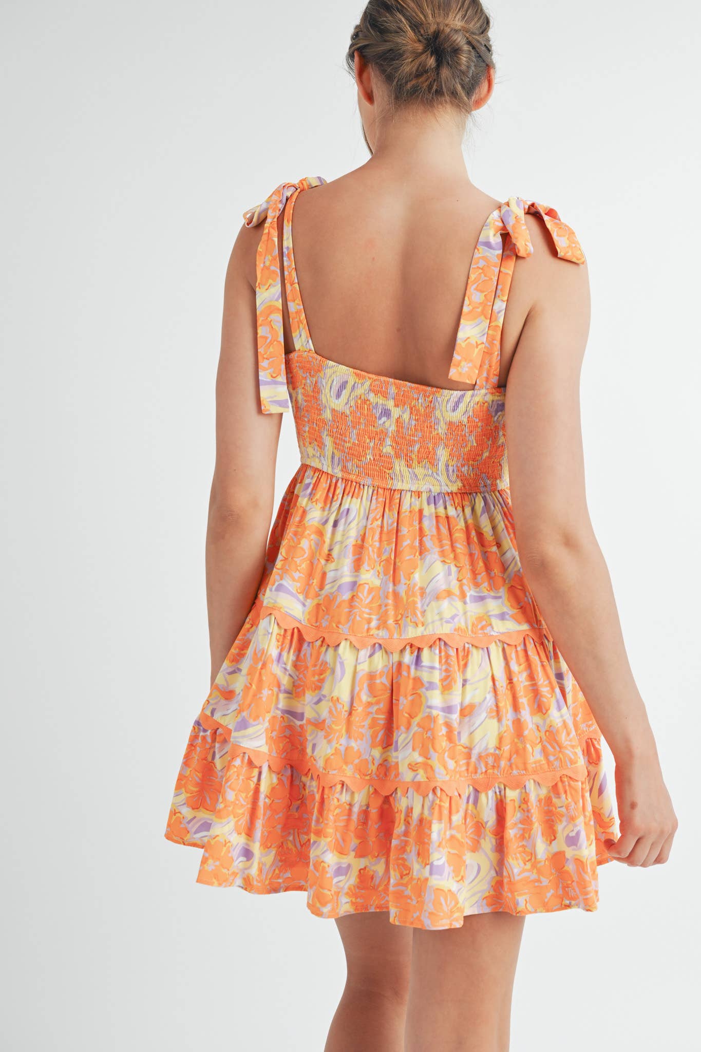 EXCLUSIVE PRINT FLORAL TIERED SCALLOP TRIM MINI DRS