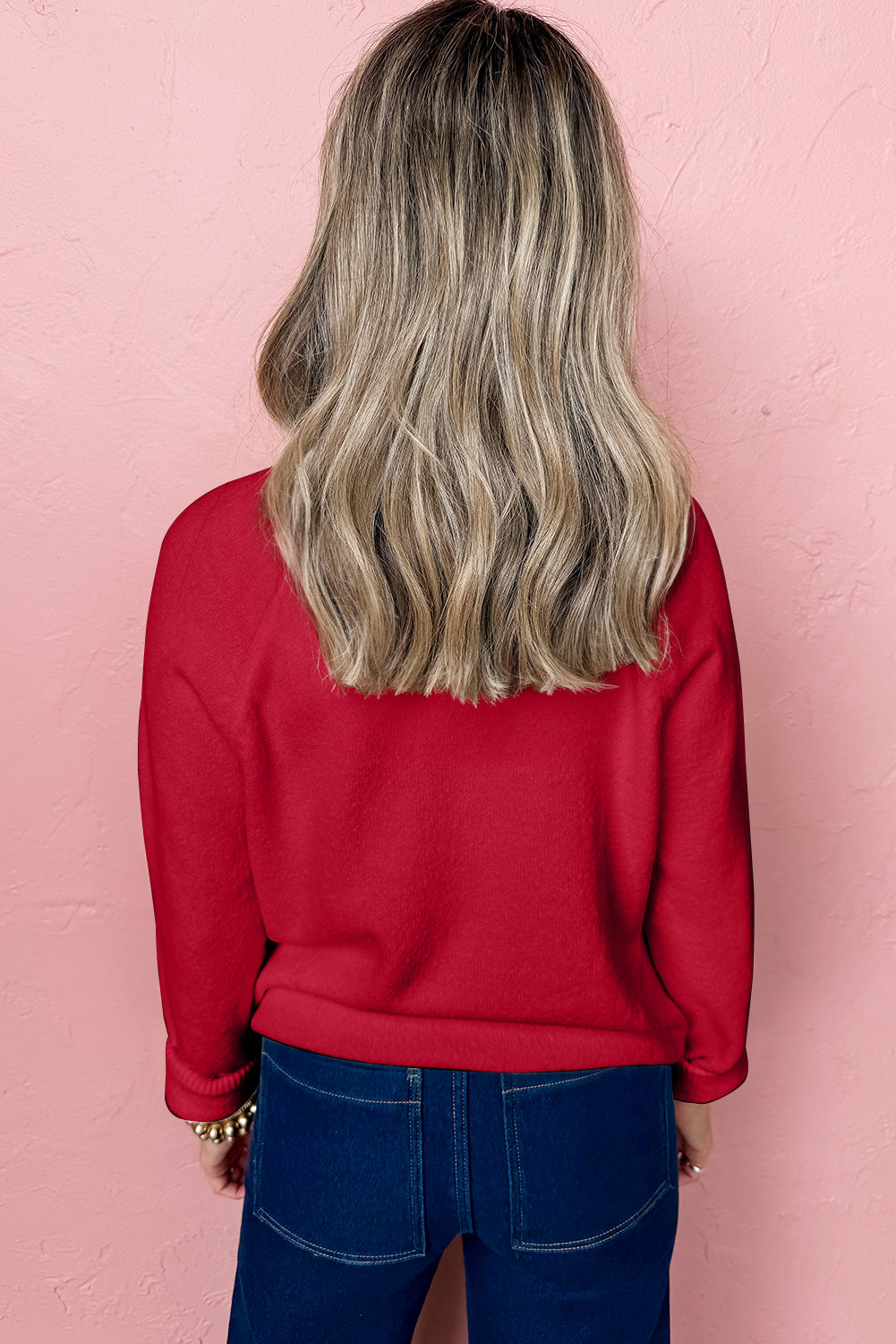 Bonbon MERRY Letter Pattern Christmas Raglan Sleeve Sweater