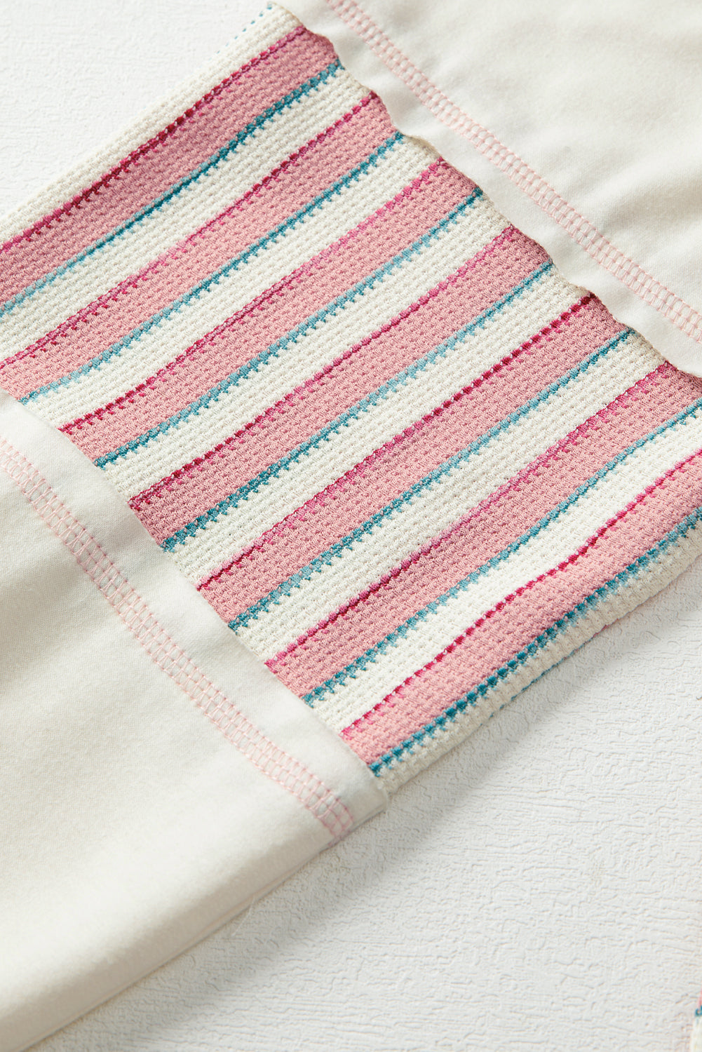 Khaki Striped Patchwork Oversized Pullover Top