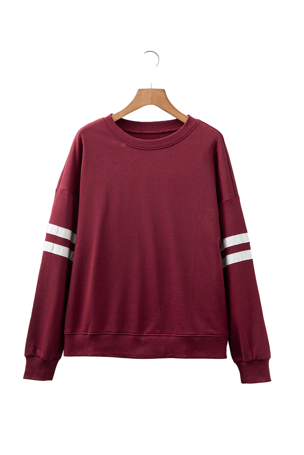 Light French Beige Preppy Striped Sleeve Loose Sweatshirt
