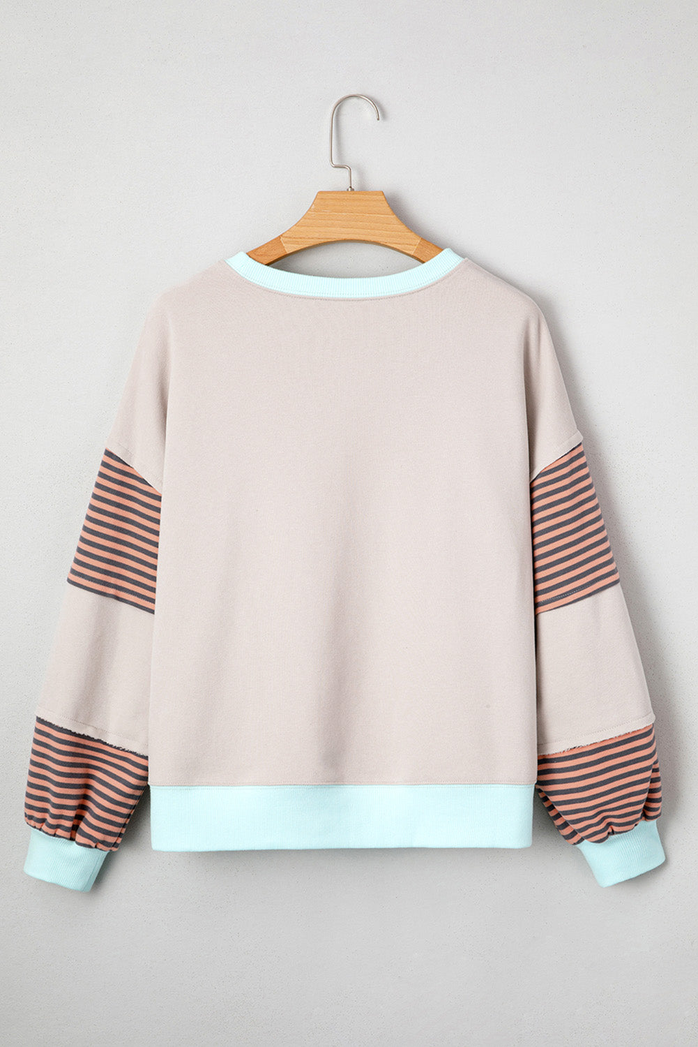 Parchment Colorblock Patchwork Striped Sleeve Sweatshirt