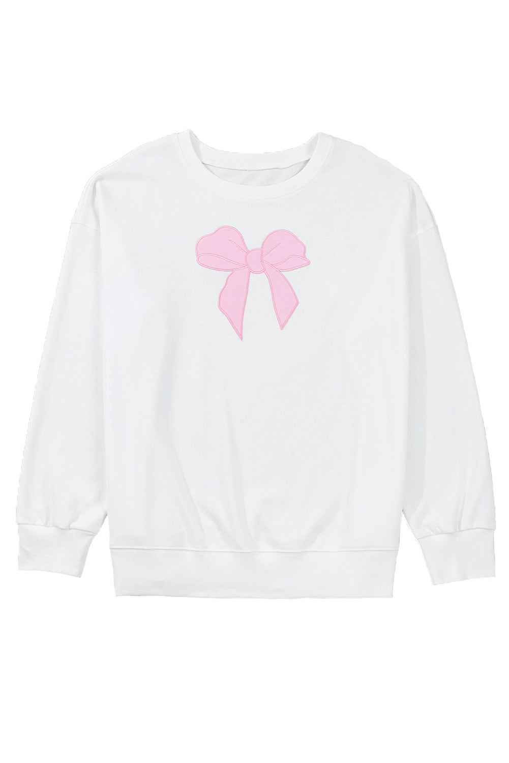 Beige Big Bow Pattern Plus Size Drop Shoulder Sweatshirt