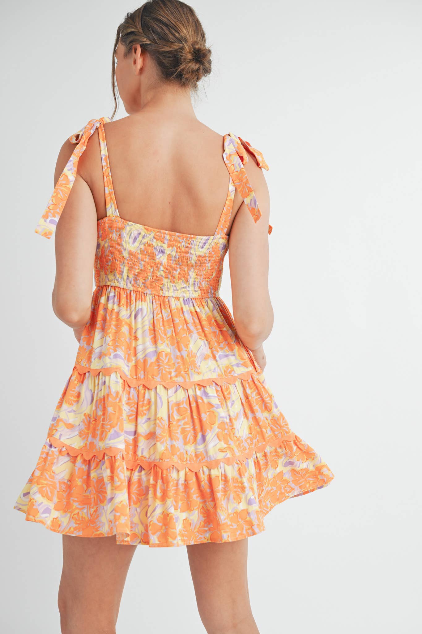 EXCLUSIVE PRINT FLORAL TIERED SCALLOP TRIM MINI DRS