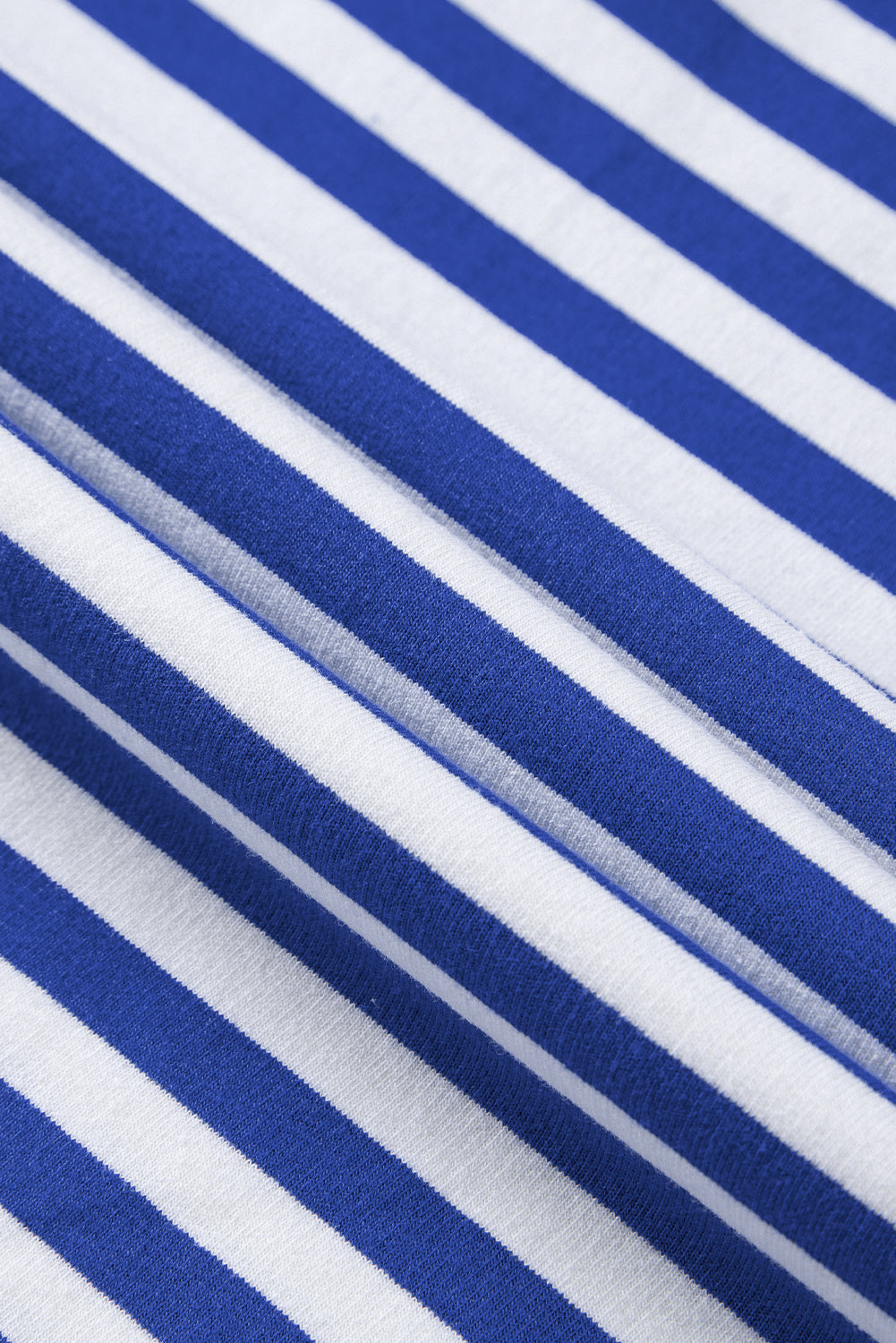 Blue Striped Contrast Trim Drop Shoulder Sweatshirt