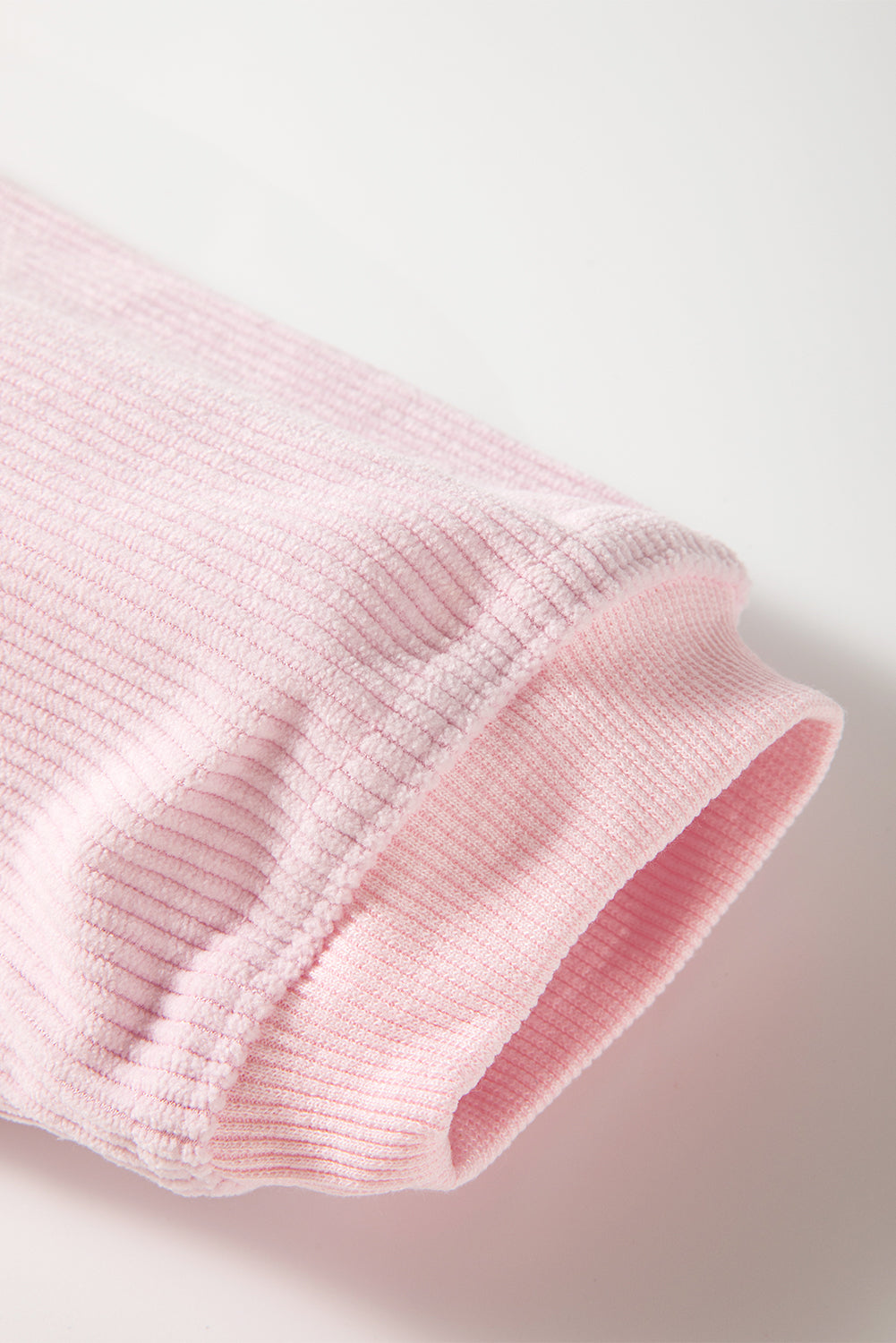 Light Pink Plain Drop Sleeve Crinkle Rib Oversized Sweatshirt