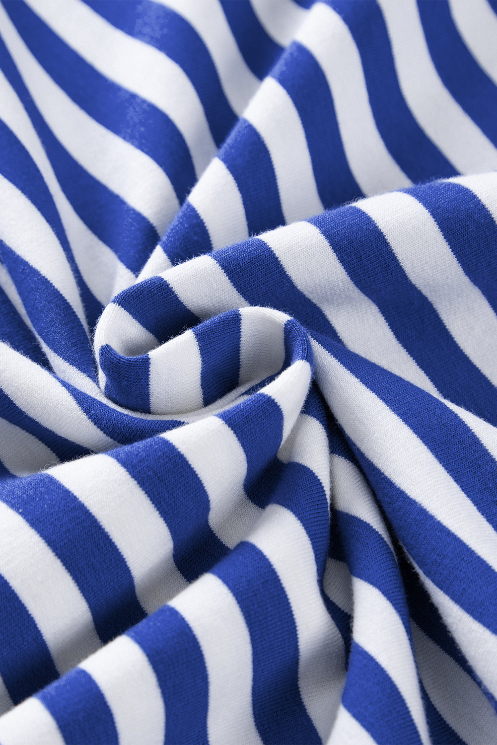 Blue Striped Contrast Trim Drop Shoulder Sweatshirt