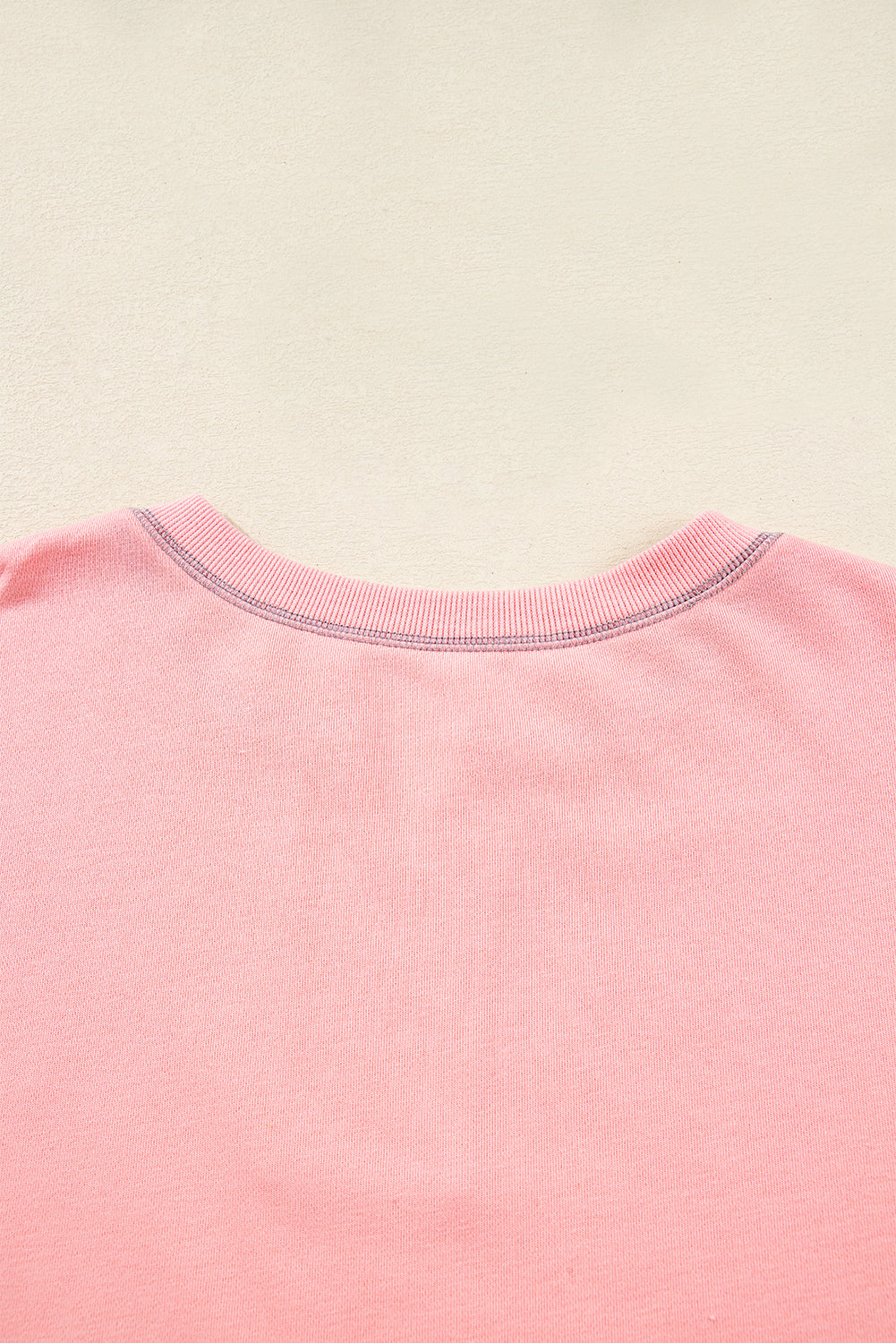 Apricot Pink Exposed Seam Colorblock Patchwork Split Cuffs Oversized Sweatshirt