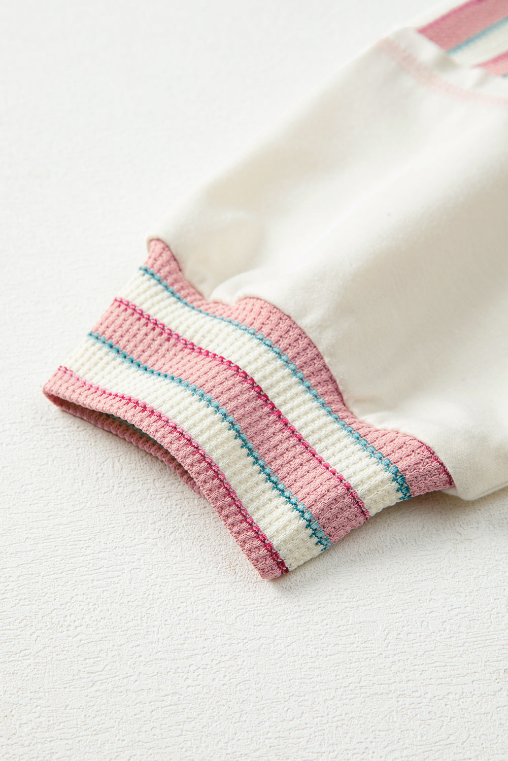 Khaki Striped Patchwork Oversized Pullover Top