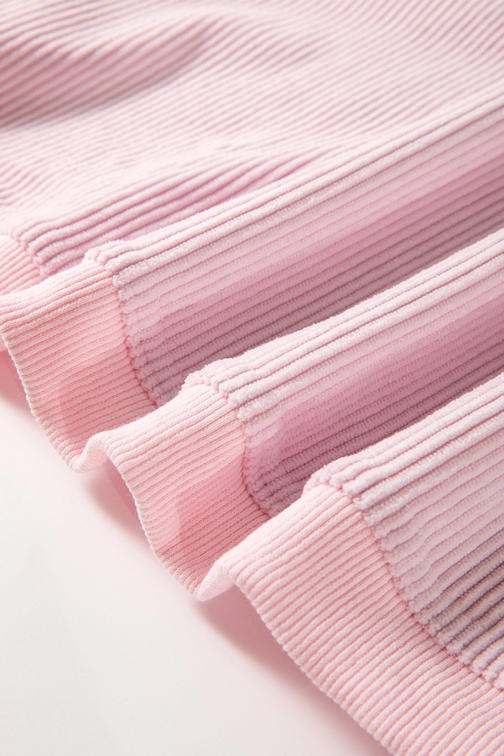 Light Pink Plain Drop Sleeve Crinkle Rib Oversized Sweatshirt