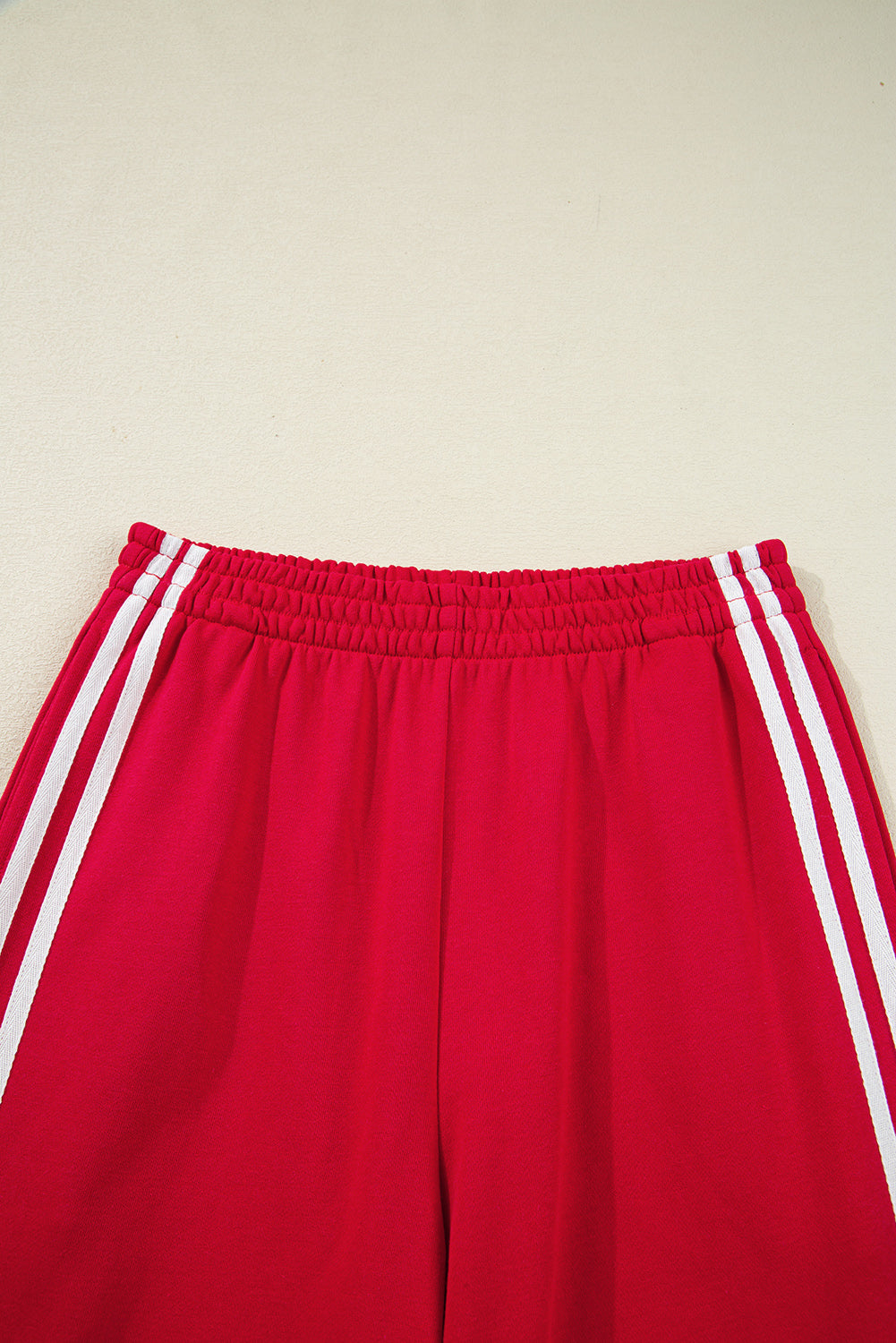 Gray Morn Varsity Striped Detail Cropped Pullover Wide Leg Pants 2pcs Outfit