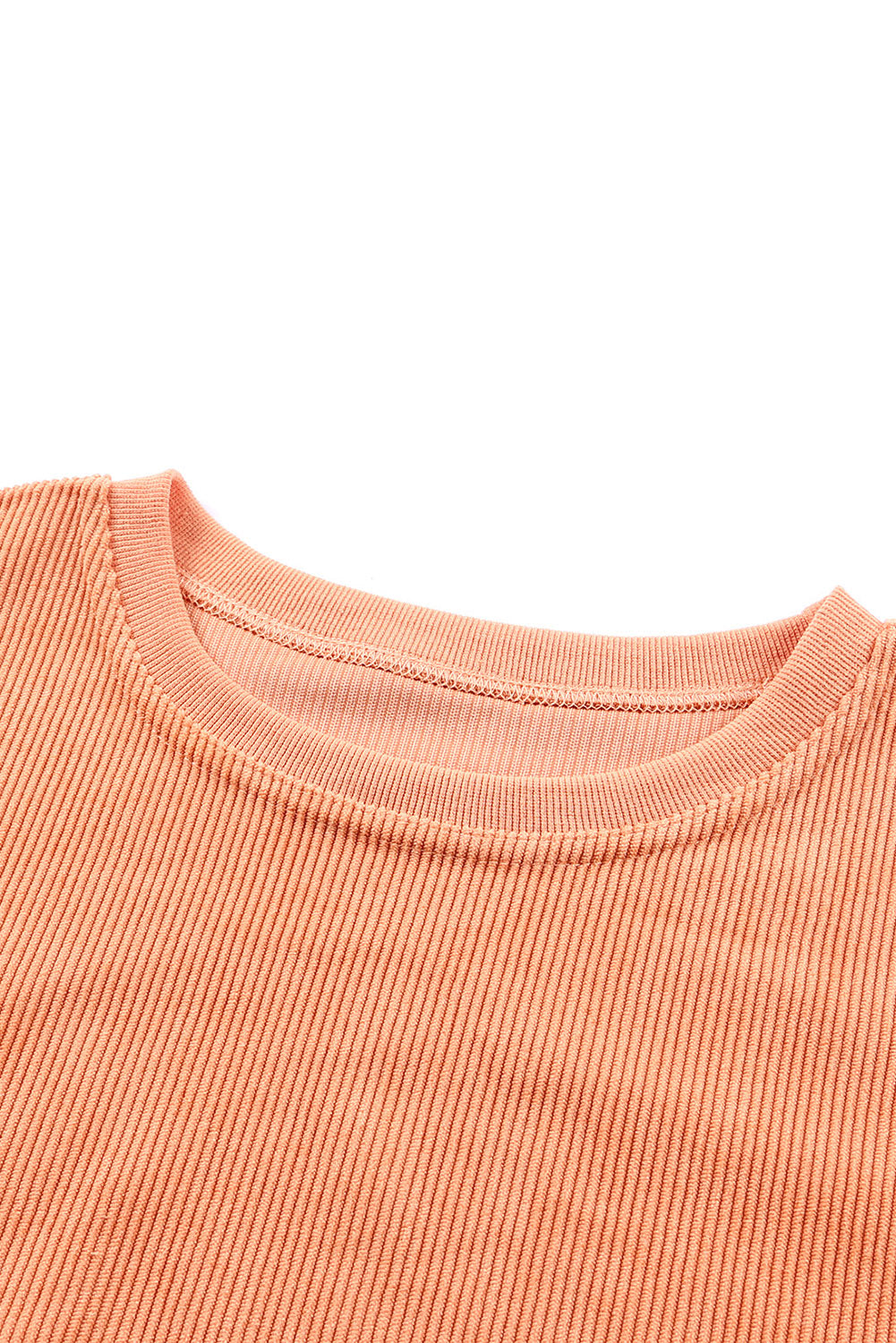 Light Pink Plain Drop Sleeve Crinkle Rib Oversized Sweatshirt