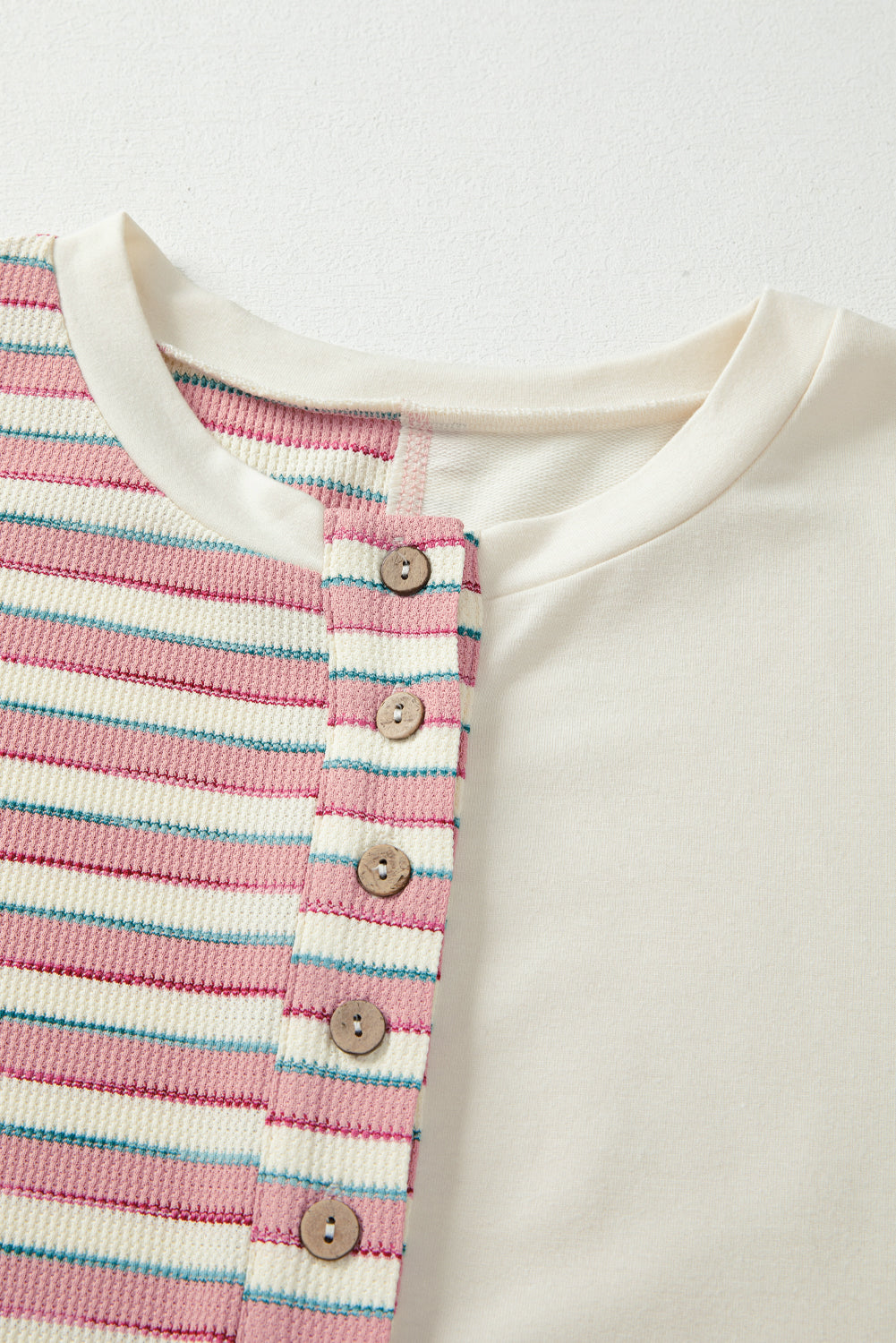 Khaki Striped Patchwork Oversized Pullover Top