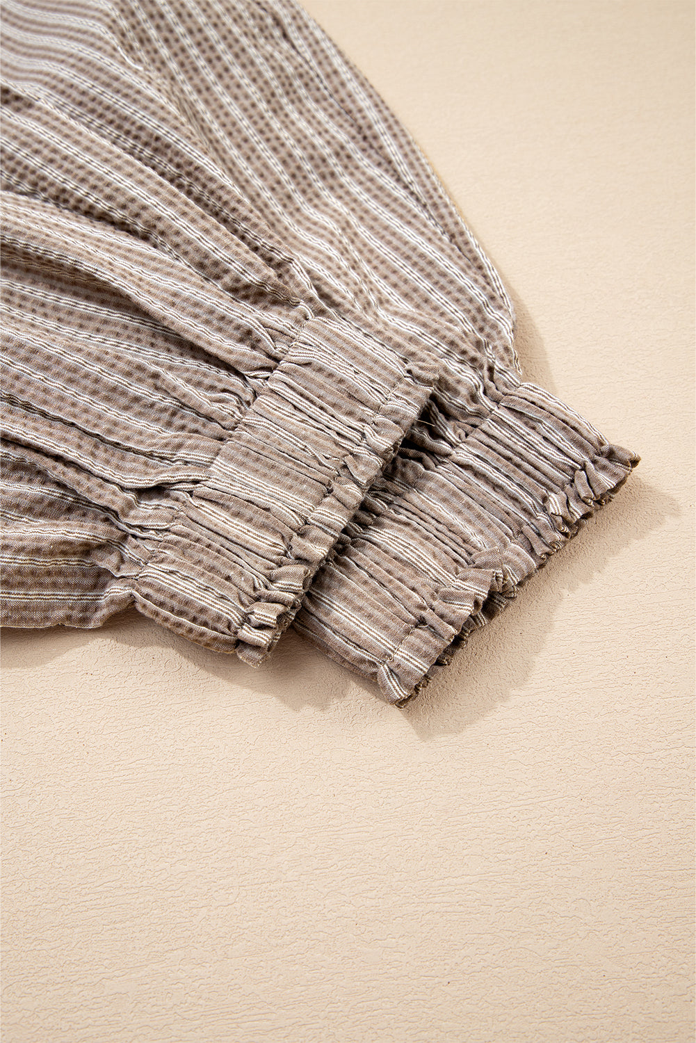 Brown Striped Pocket Knot Detail Lantern Pants