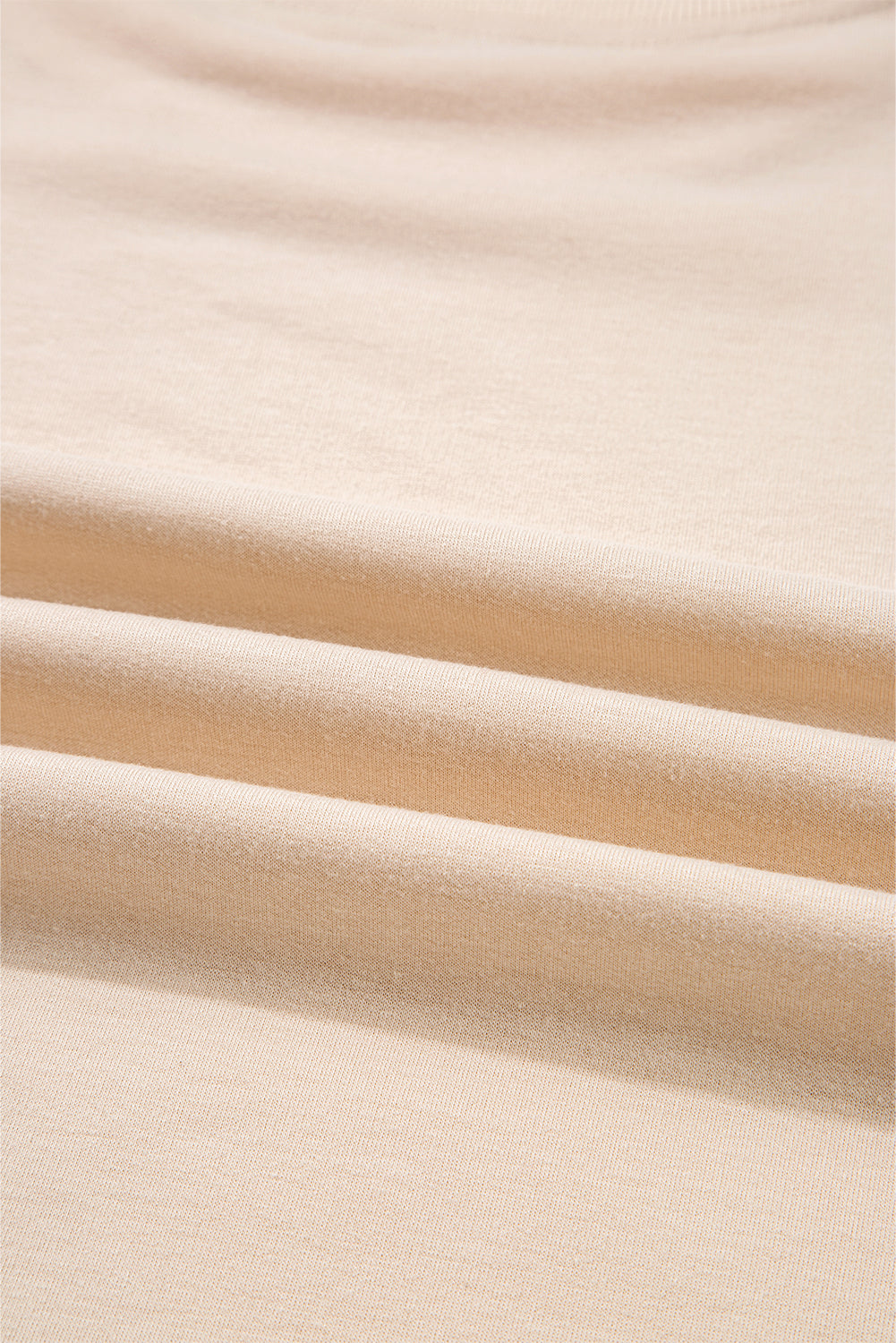 Beige Raw Edge Flower Patch Drop Shoulder Long Sleeve Top