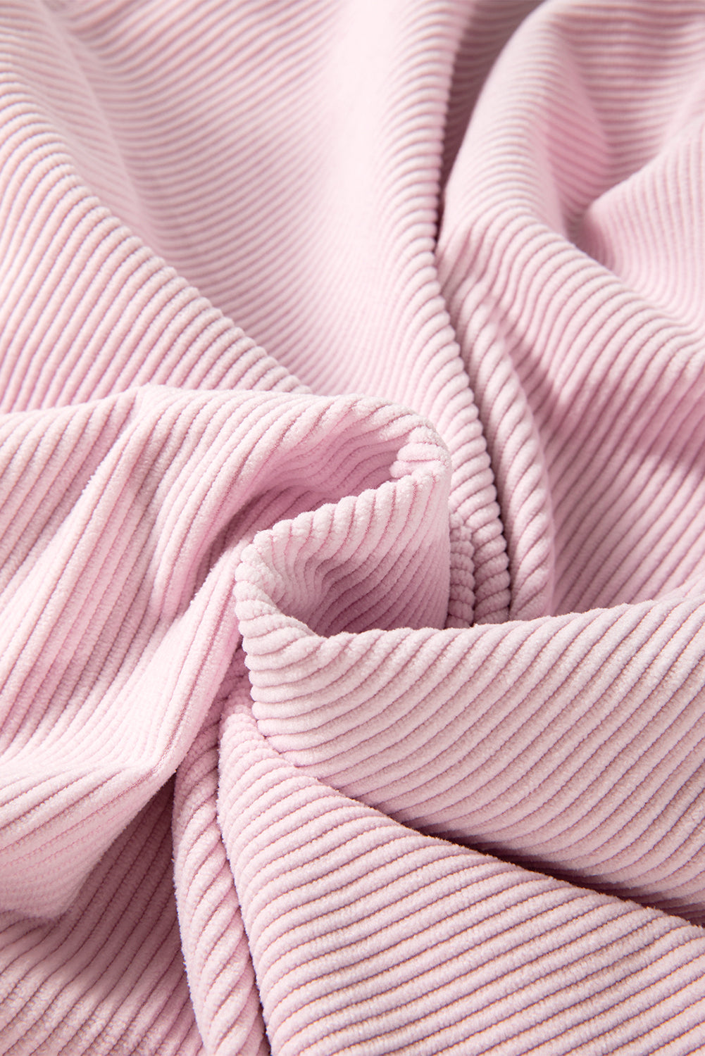 Light Pink Plain Drop Sleeve Crinkle Rib Oversized Sweatshirt