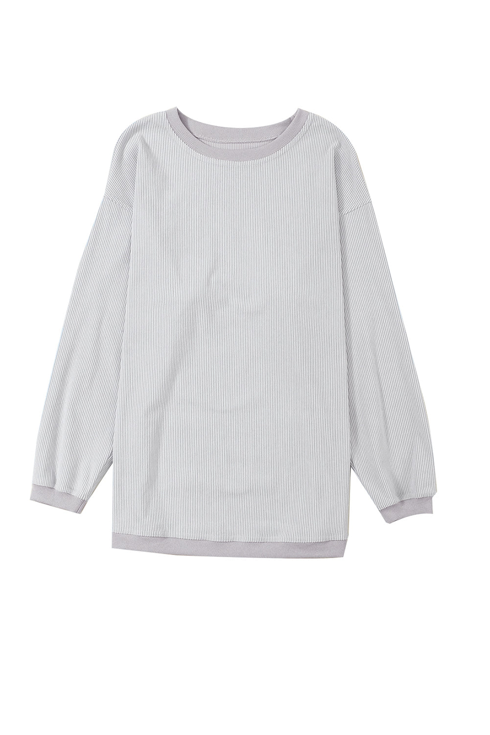 Light Pink Plain Drop Sleeve Crinkle Rib Oversized Sweatshirt