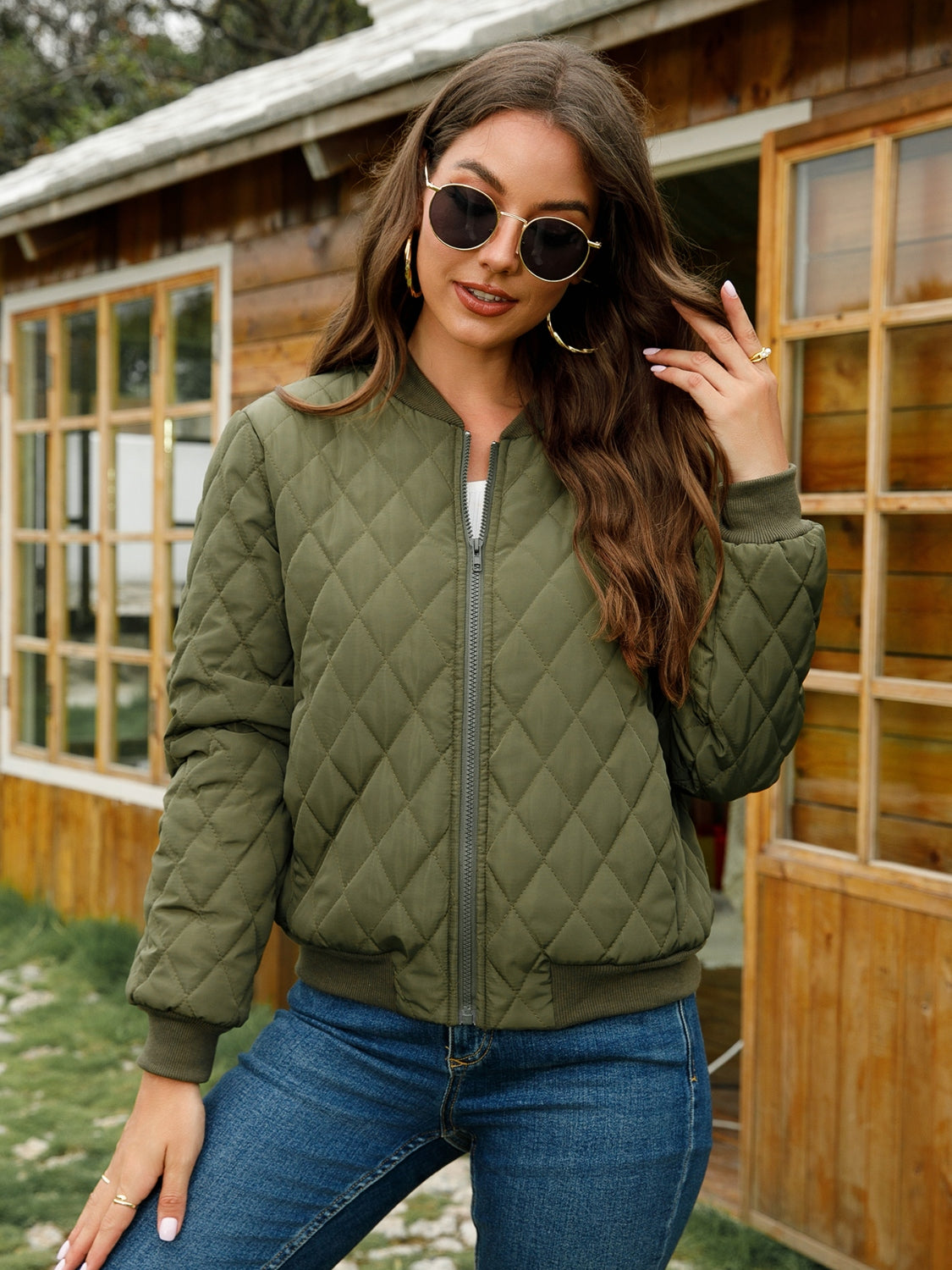 Zip-Up Baseball Collar Jacket