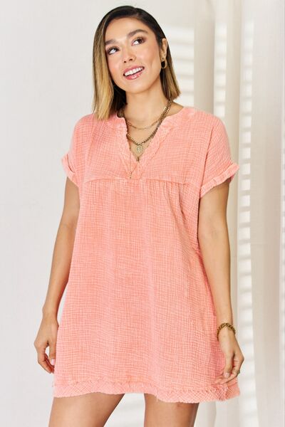 zenana linen dress Zenana Cotton Double Gauze Solid Womens Dress S-XL Sand Beige