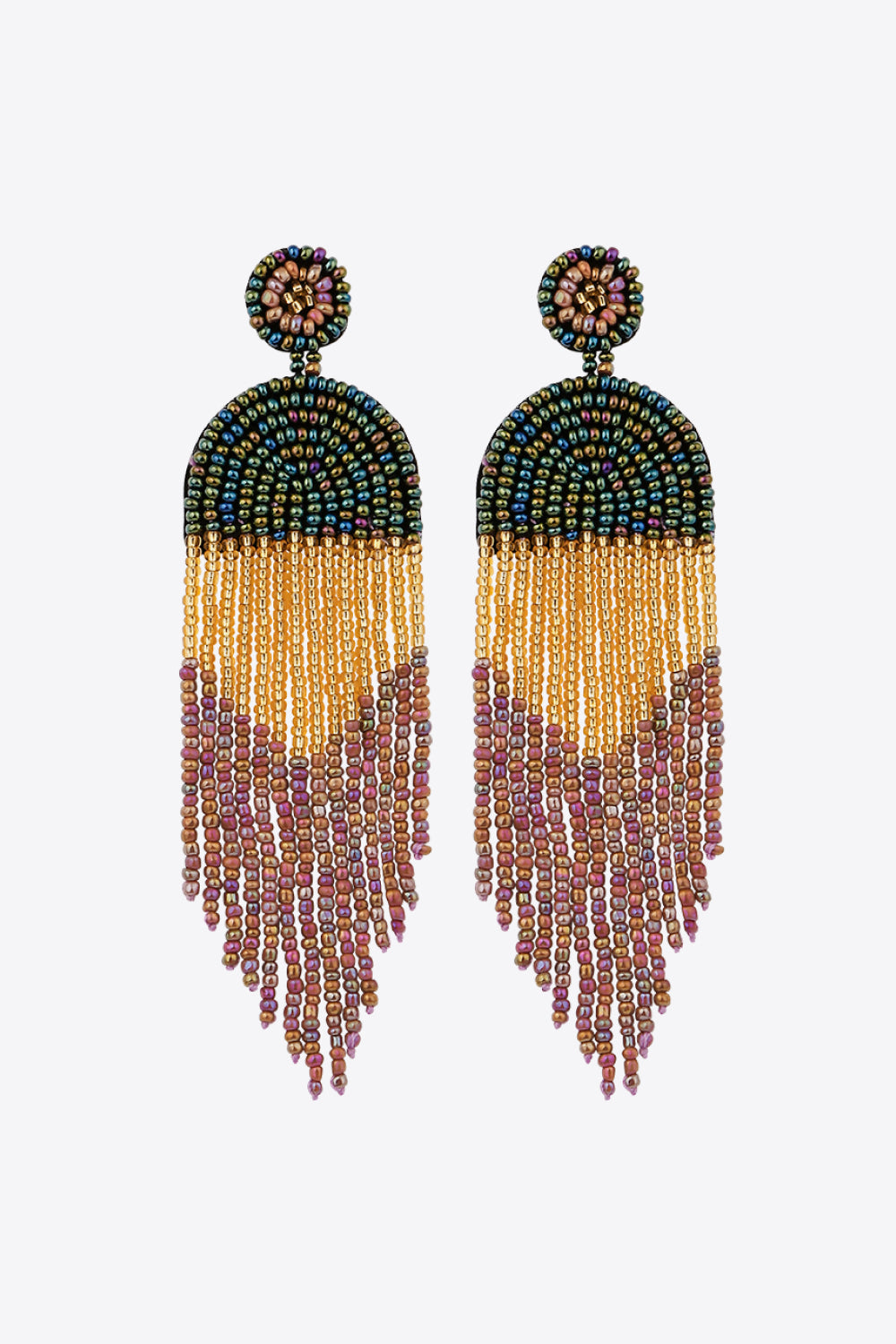 Beaded Fringe Dangle Earrings (Jewlery)