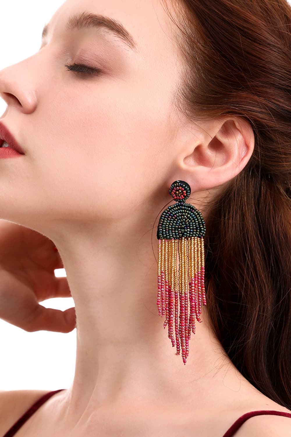 Beaded Fringe Dangle Earrings (Jewlery)