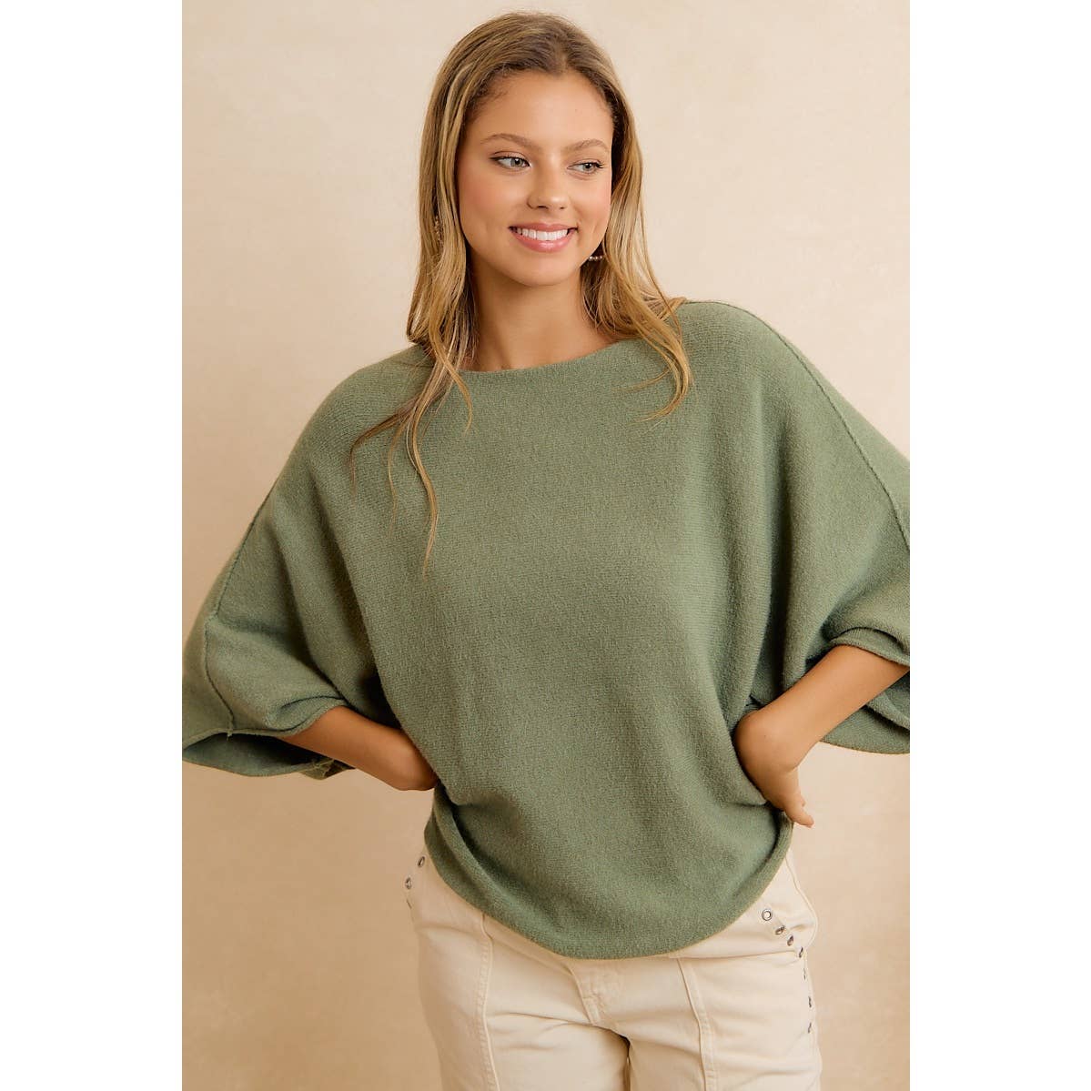 DOLMAN SLEEVES SOFT KNIT TOP